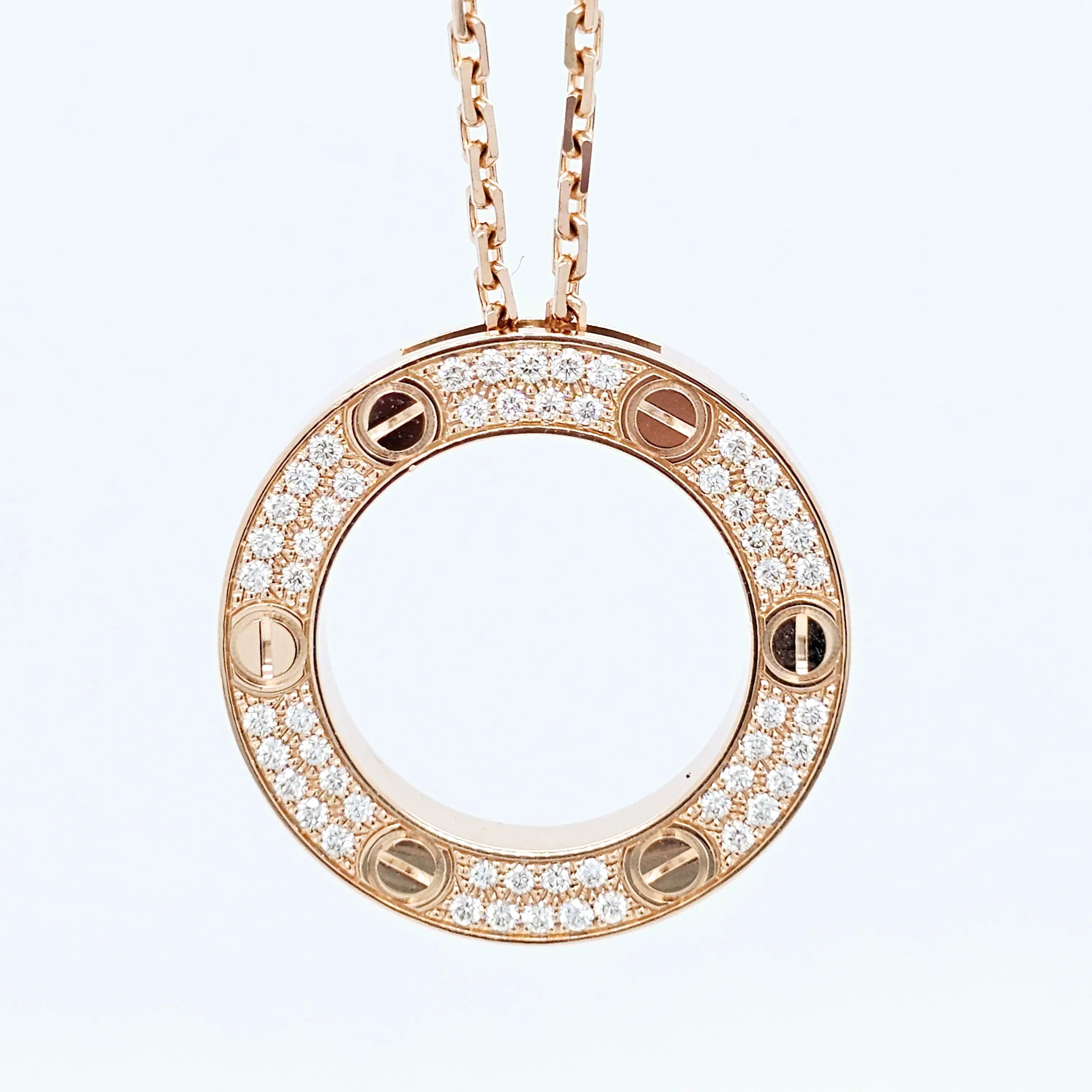 Pre-Owned Cartier LOVE Paved Diamond Pendant – 18ct Rose Gold Chloe's Jewellers