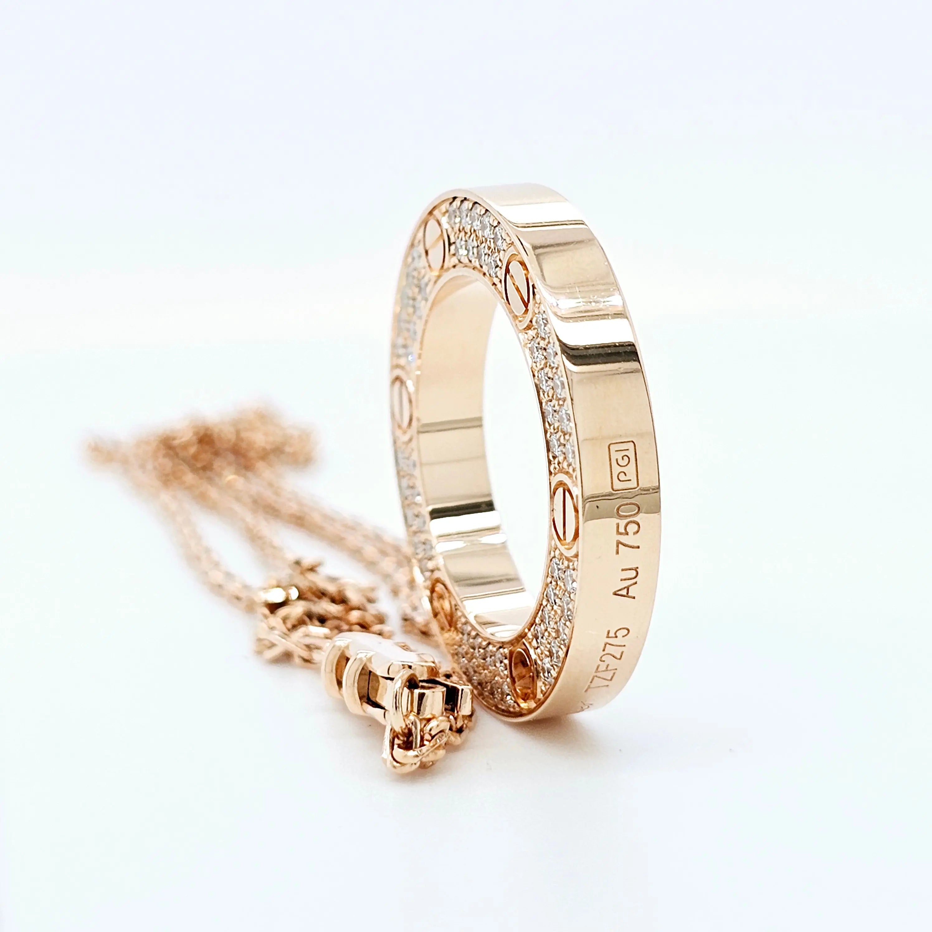 Pre-Owned Cartier LOVE Paved Diamond Pendant – 18ct Rose Gold Chloe's Jewellers