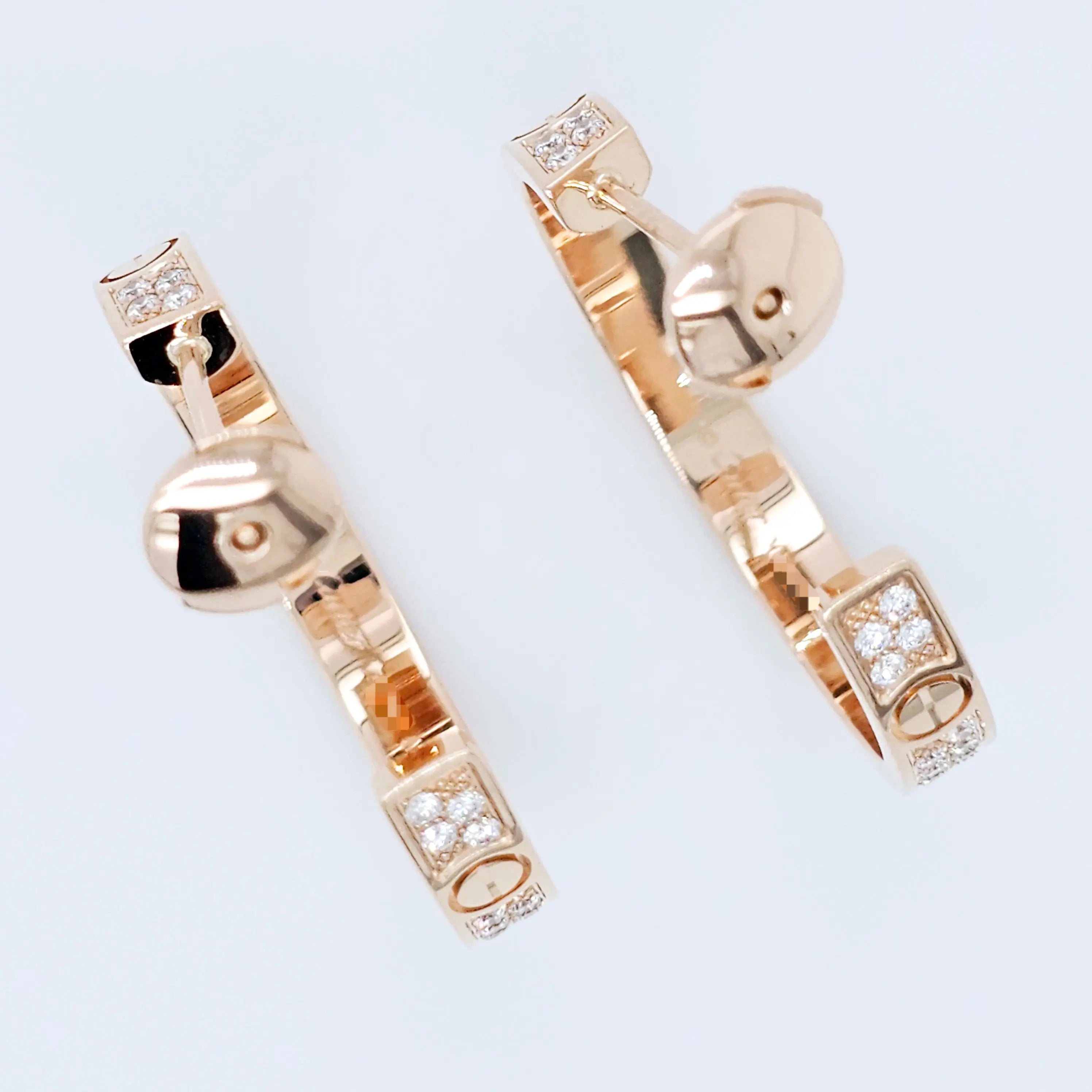 Cartier Love Hoop Earrings, Medium Model, Diamond Paved, 18ct Rose Gold Chloe's Jewellers