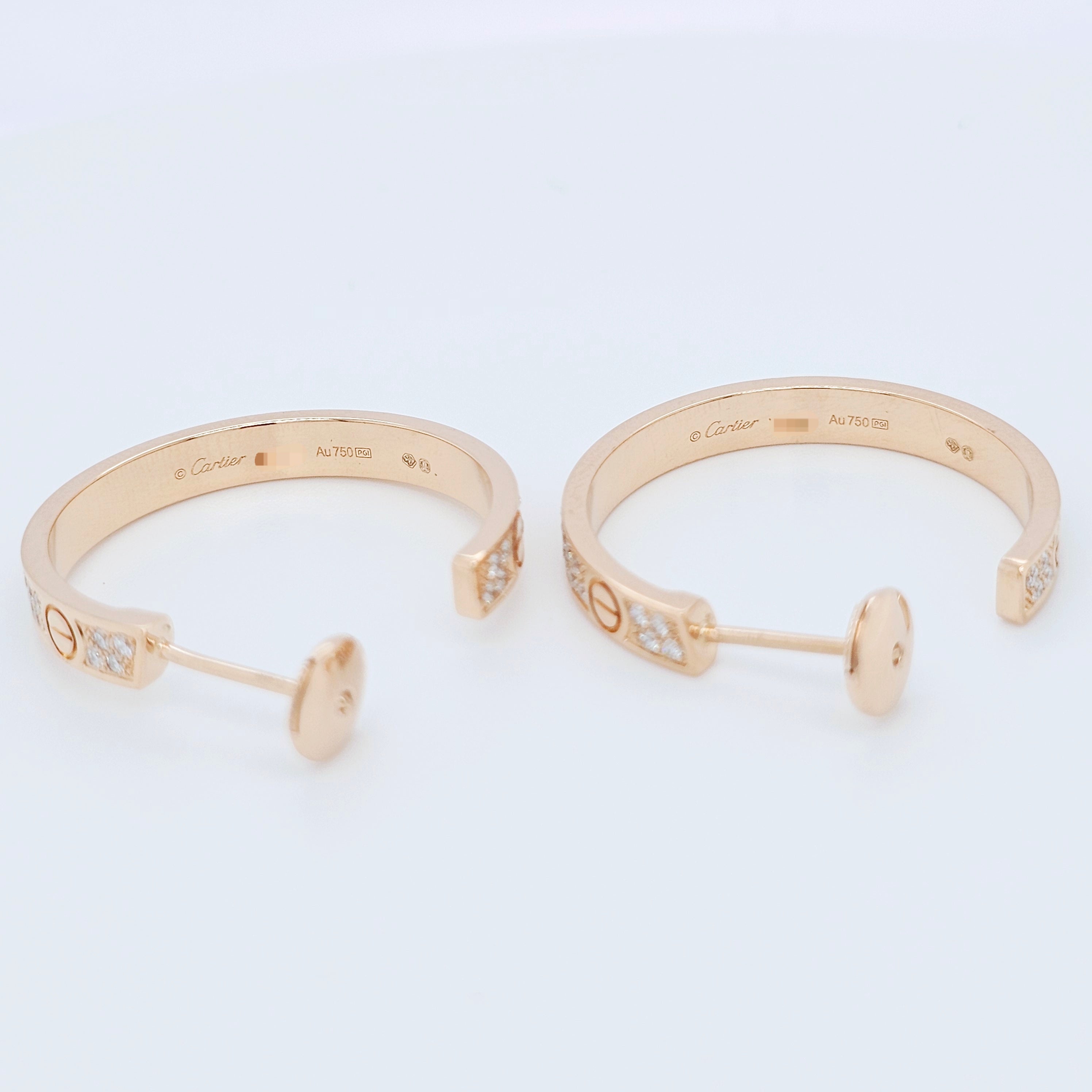 Cartier Love Hoop Earrings, Medium Model, Diamond Paved, 18ct Rose Gold Chloe's Jewellers