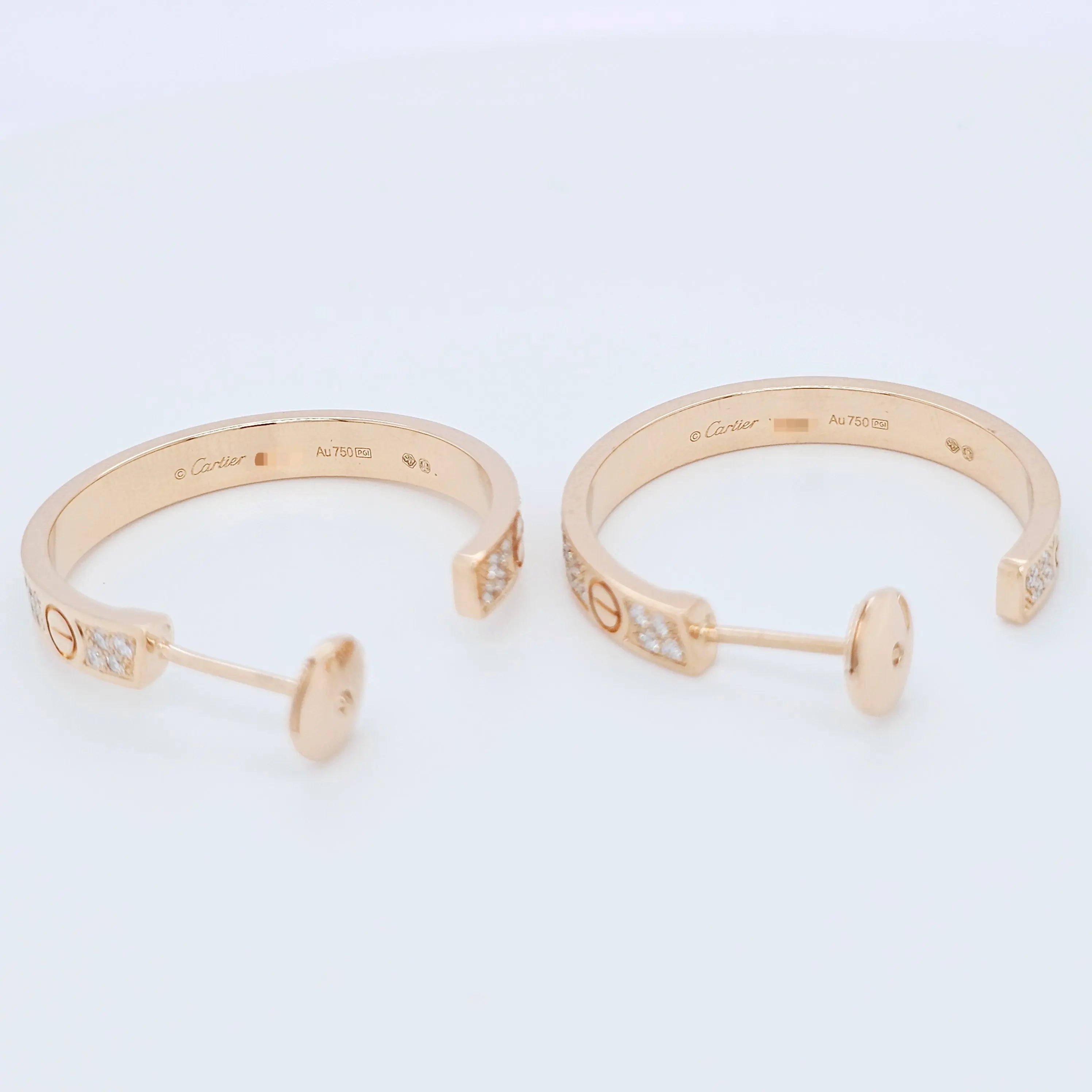 Cartier Love Hoop Earrings, Medium Model, Diamond Paved, 18ct Rose Gold Chloe's Jewellers