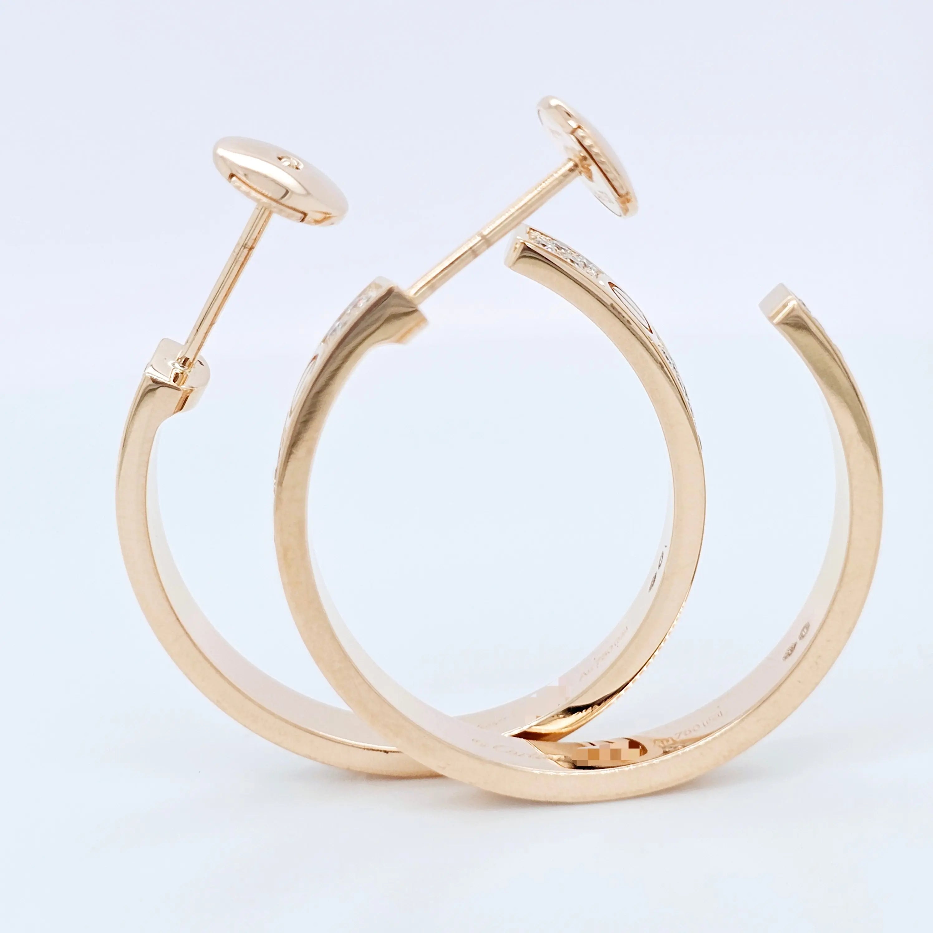 Cartier Love Hoop Earrings, Medium Model, Diamond Paved, 18ct Rose Gold Chloe's Jewellers
