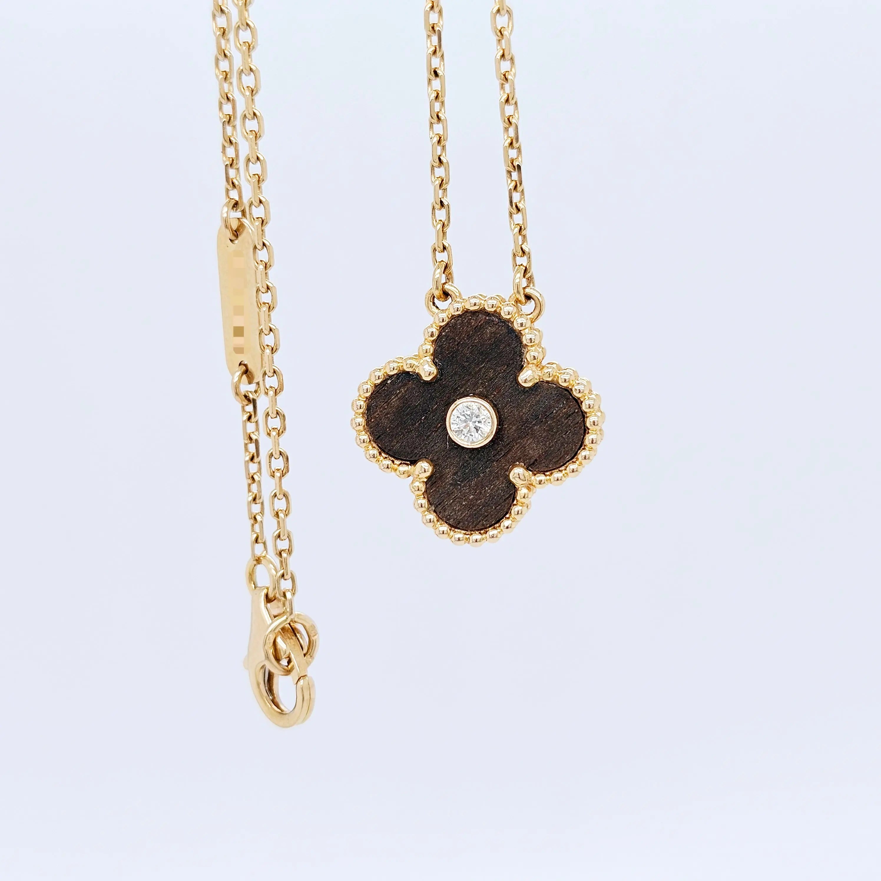 Pre-Owned Van Cleef & Arpels Limited Edition Letterwood Vintage Alhambra Pendant – 18ct Yellow Gold Chloe's Jewellers