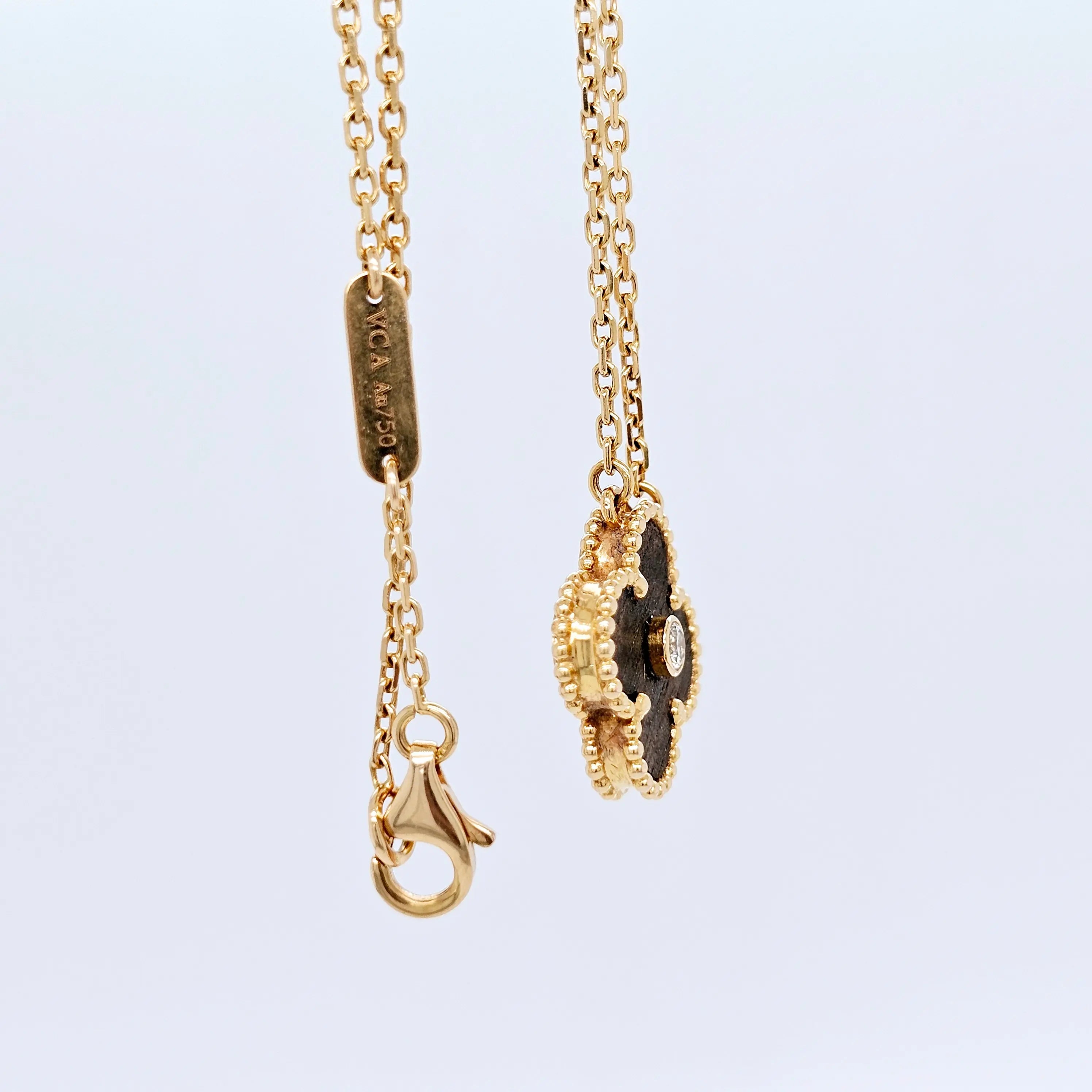 Pre-Owned Van Cleef & Arpels Limited Edition Letterwood Vintage Alhambra Pendant – 18ct Yellow Gold Chloe's Jewellers
