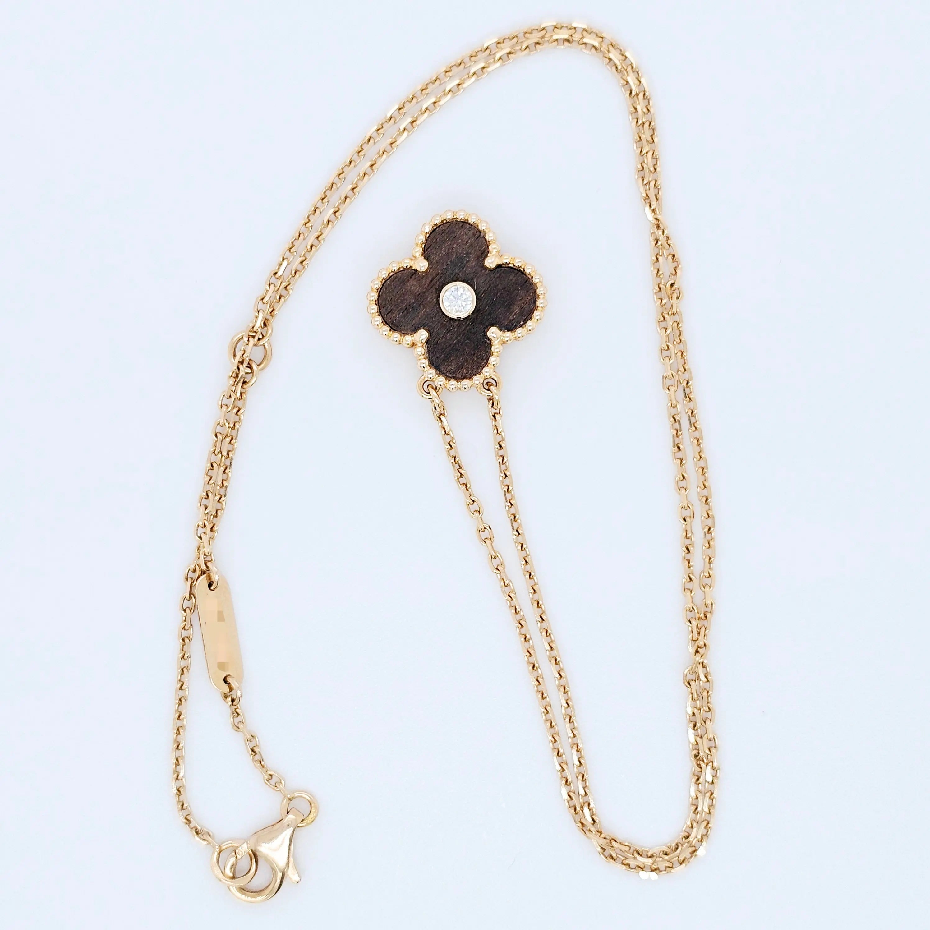 Pre-Owned Van Cleef & Arpels Limited Edition Letterwood Vintage Alhambra Pendant – 18ct Yellow Gold Chloe's Jewellers