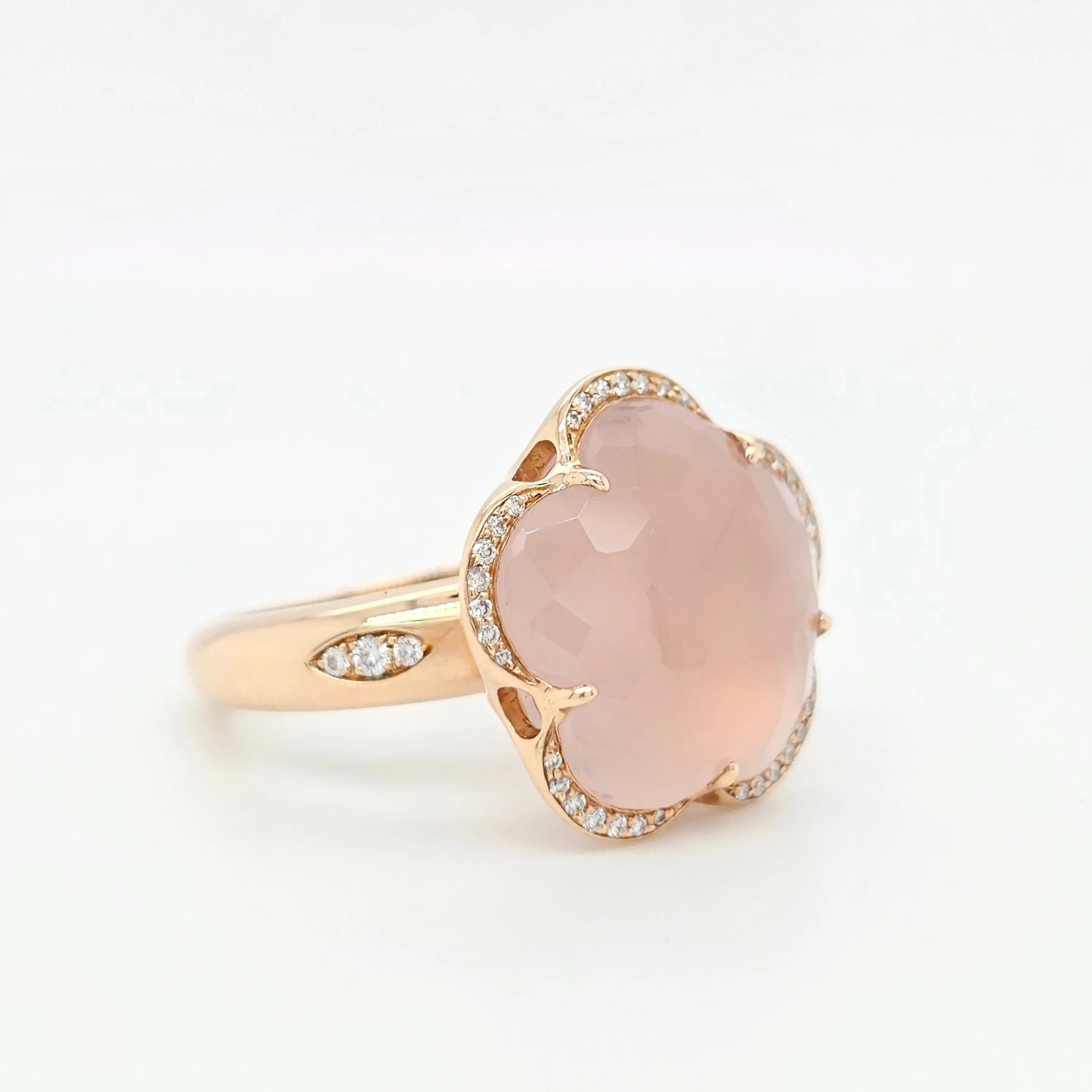 Pre-Owned | Pasquale Bruni Bon Ton Diamond & Rose Quartz Ring, 18K Rose Gold Chloe's Jewellers