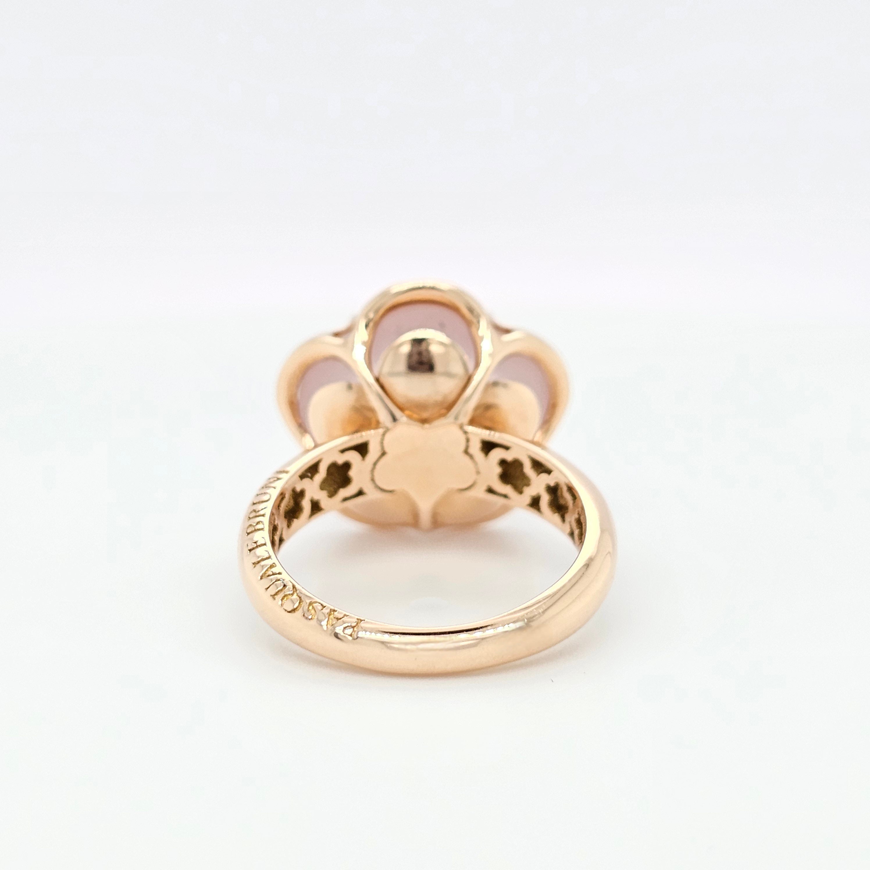 Pasquale Bruni Bon Ton Rose Quartz and Diamond Rose Ring, 18k Rose Gold