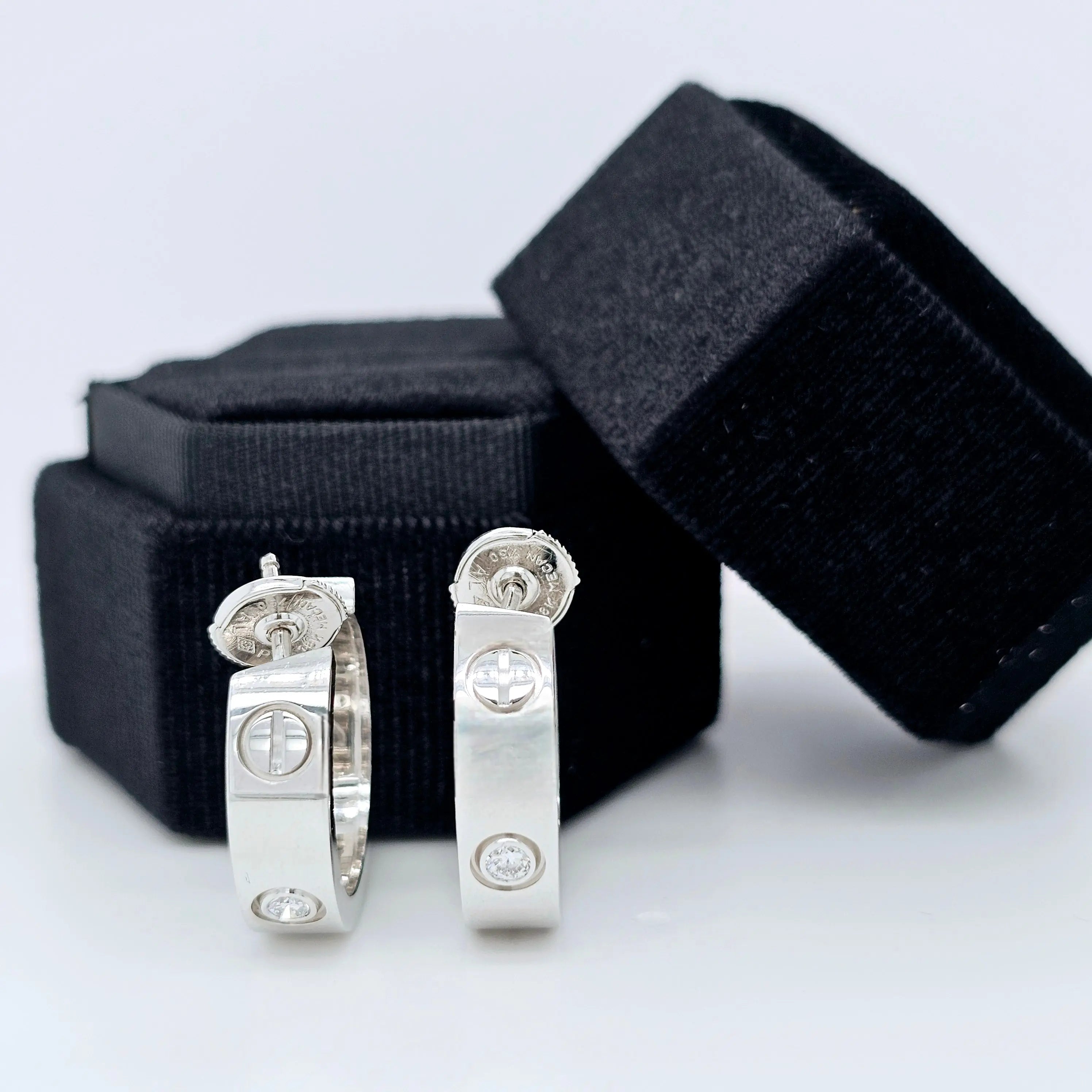 Pre-Owned Cartier Love Hoop Earrings – 18ct White Gold & Diamonds Chloe's Jewellers