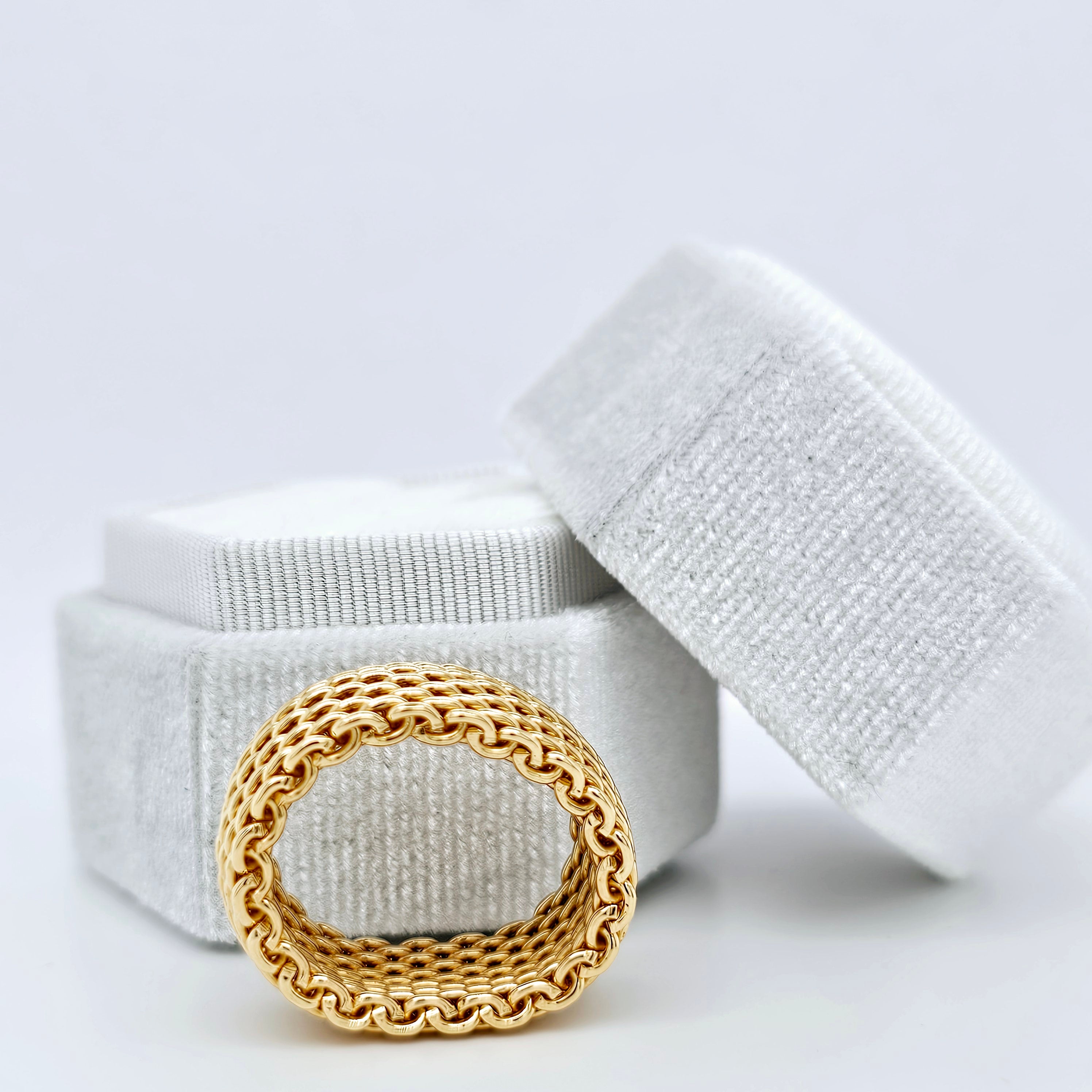 Tiffany & Co. Somerset Mesh Ring, 18ct Yellow Gold, 10mm Width, Size P