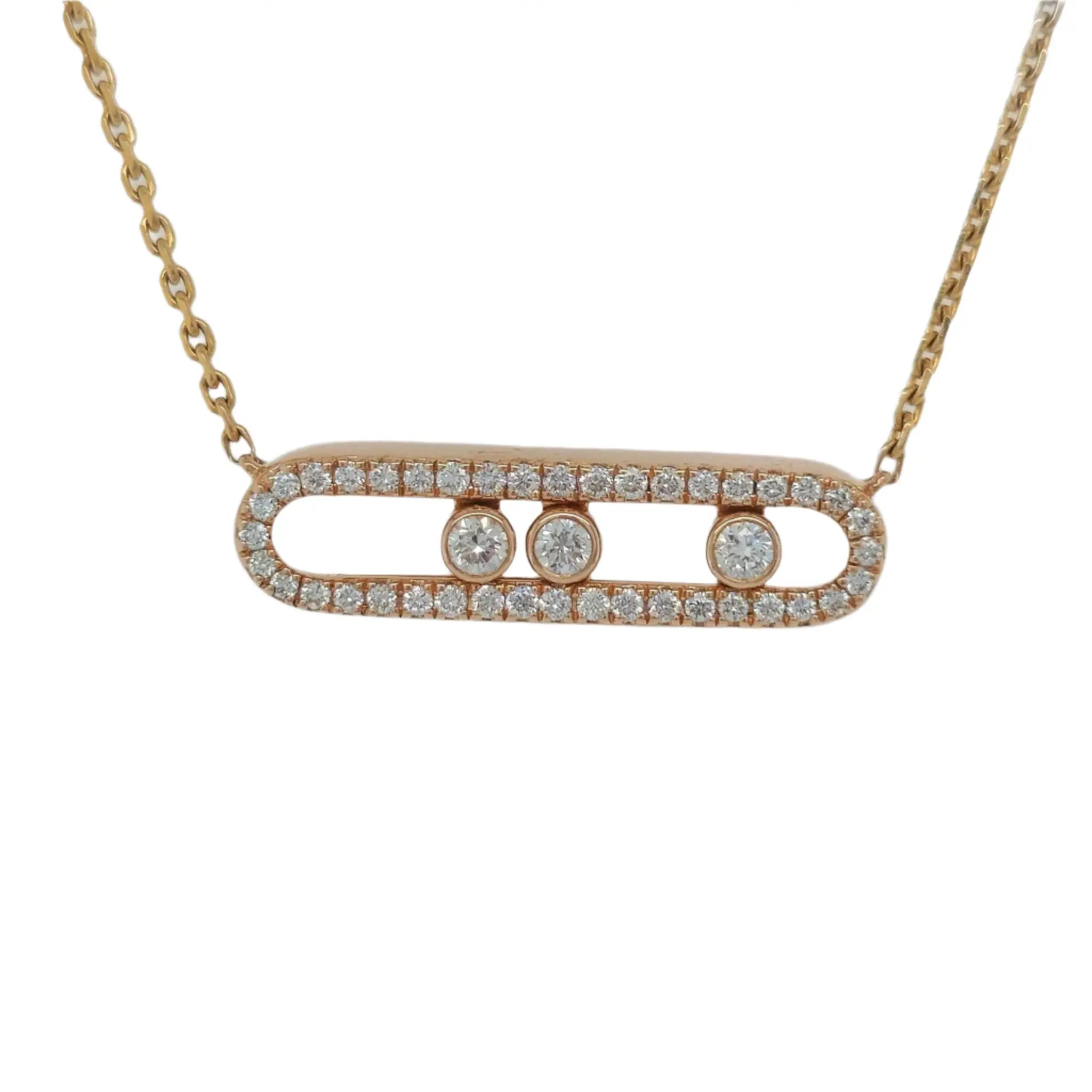 Messika Paris Baby Move 3 Diamonds & Pave Set Diamond Necklace, 18ct Rose Gold Chloe's Jewellers