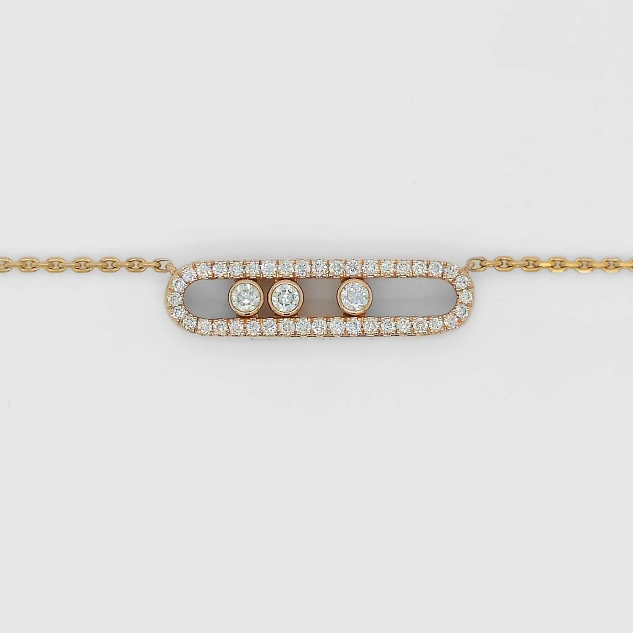 Messika Paris Baby Move 3 Diamonds & Pave Set Diamond Necklace, 18ct Rose Gold Chloe's Jewellers