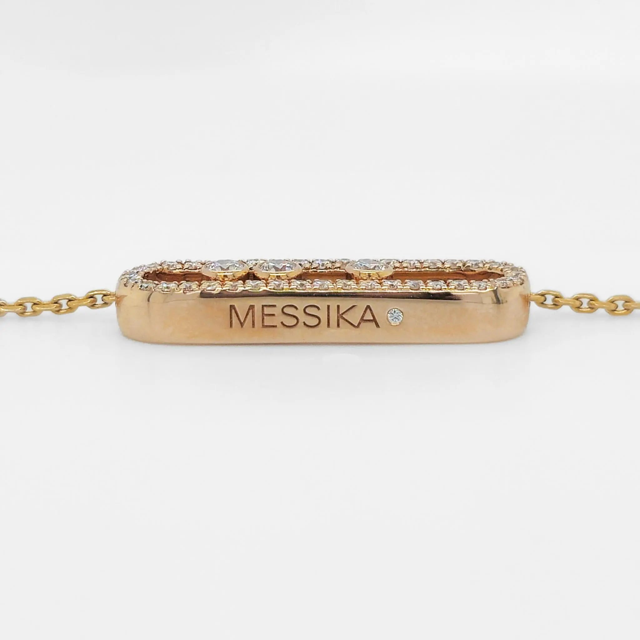 Messika Paris Baby Move 3 Diamonds & Pave Set Diamond Necklace, 18ct Rose Gold Chloe's Jewellers