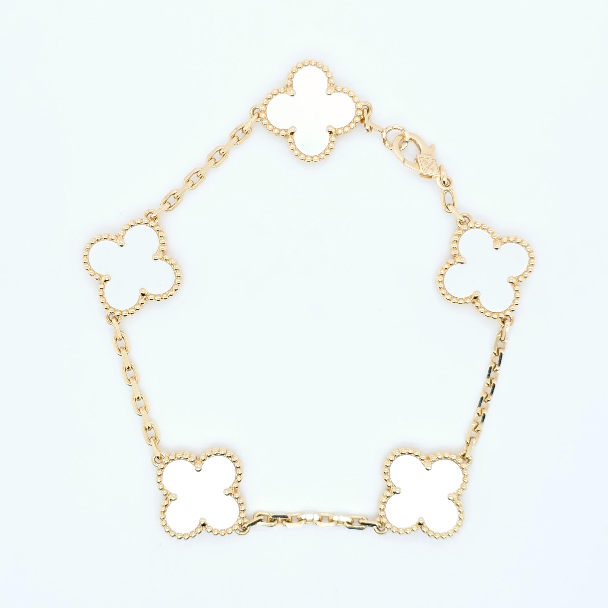 Van Cleef & Arpels Alhambra Bracelet – Mother of Pearl, 18ct Yellow Gold Chloe's Jewellers