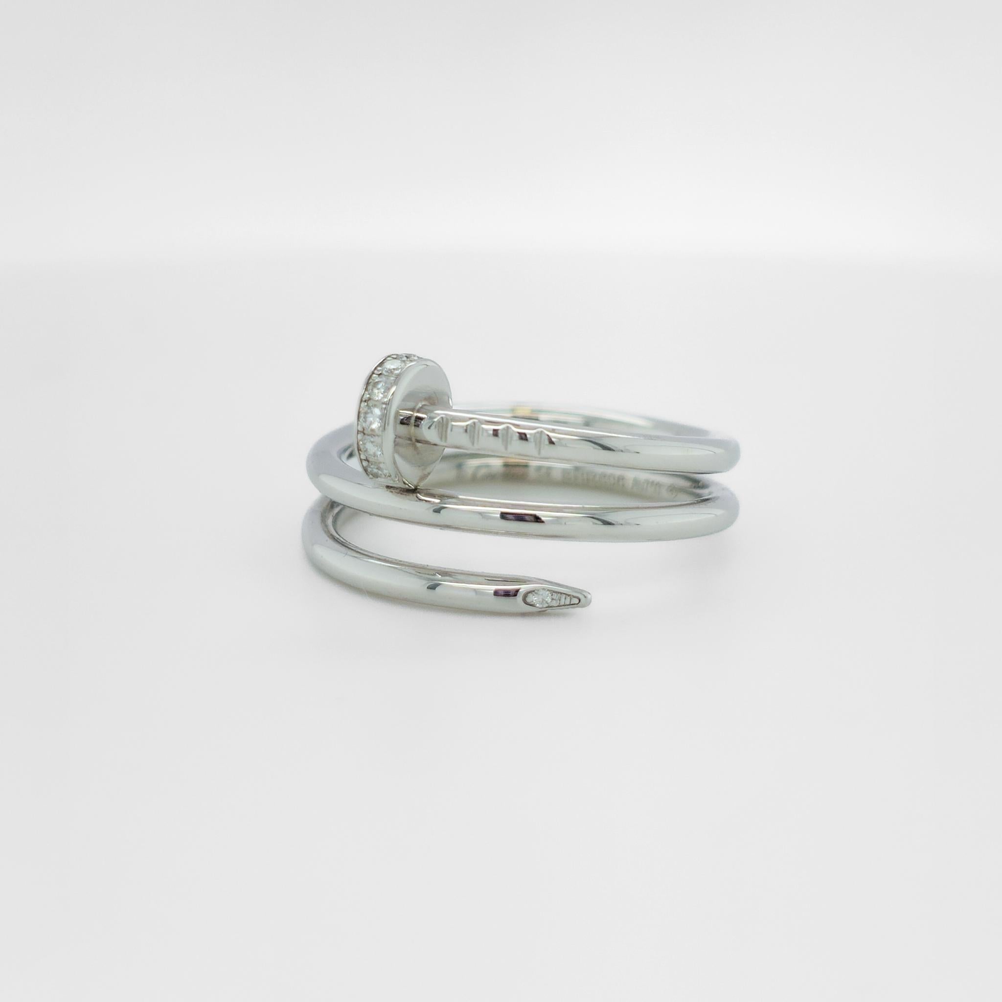 Cartier Juste Un Clou Ring, Double, Diamonds, Size 54, 18ct White Gold