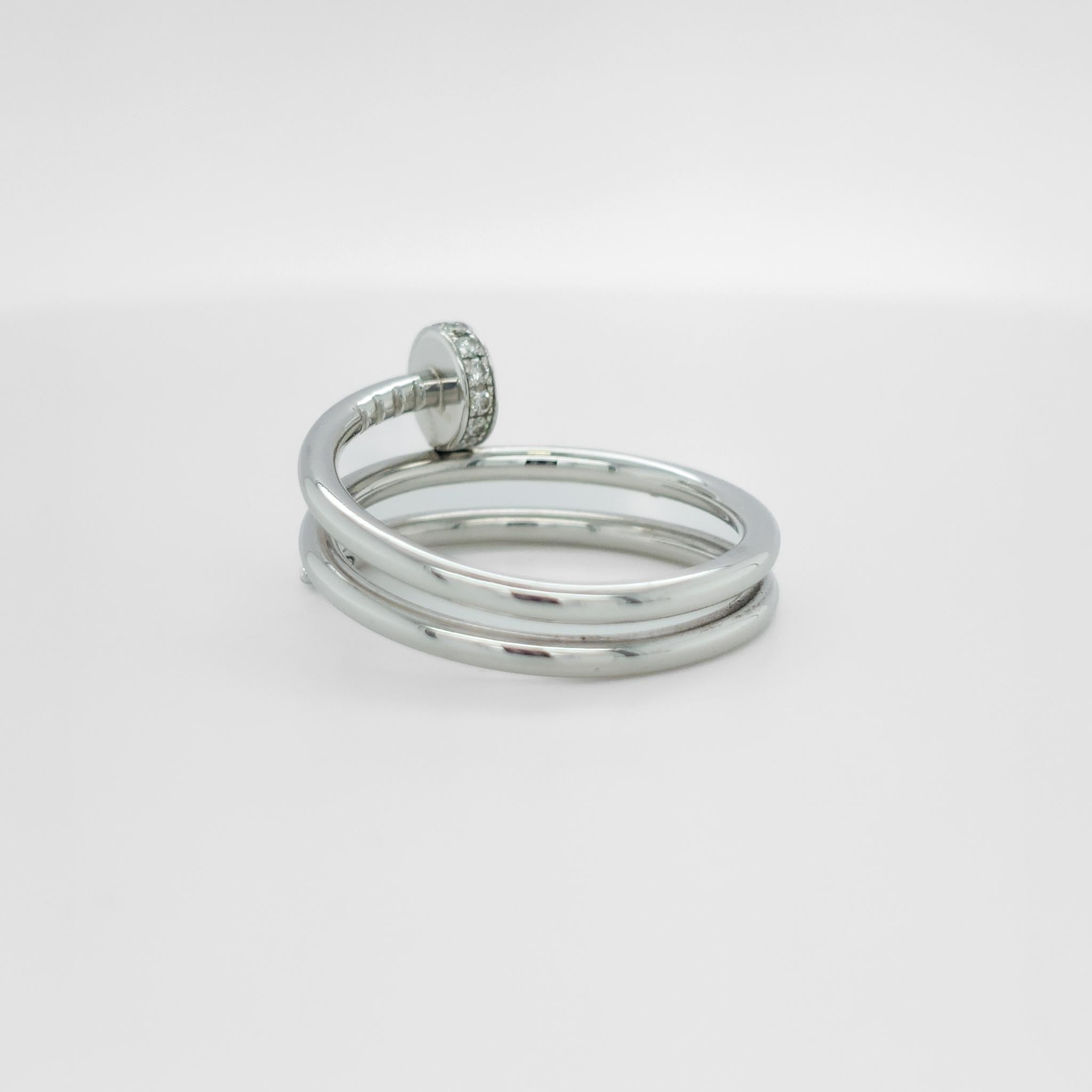 Cartier Juste Un Clou Ring, Double, Diamonds, Size 54, 18ct White Gold