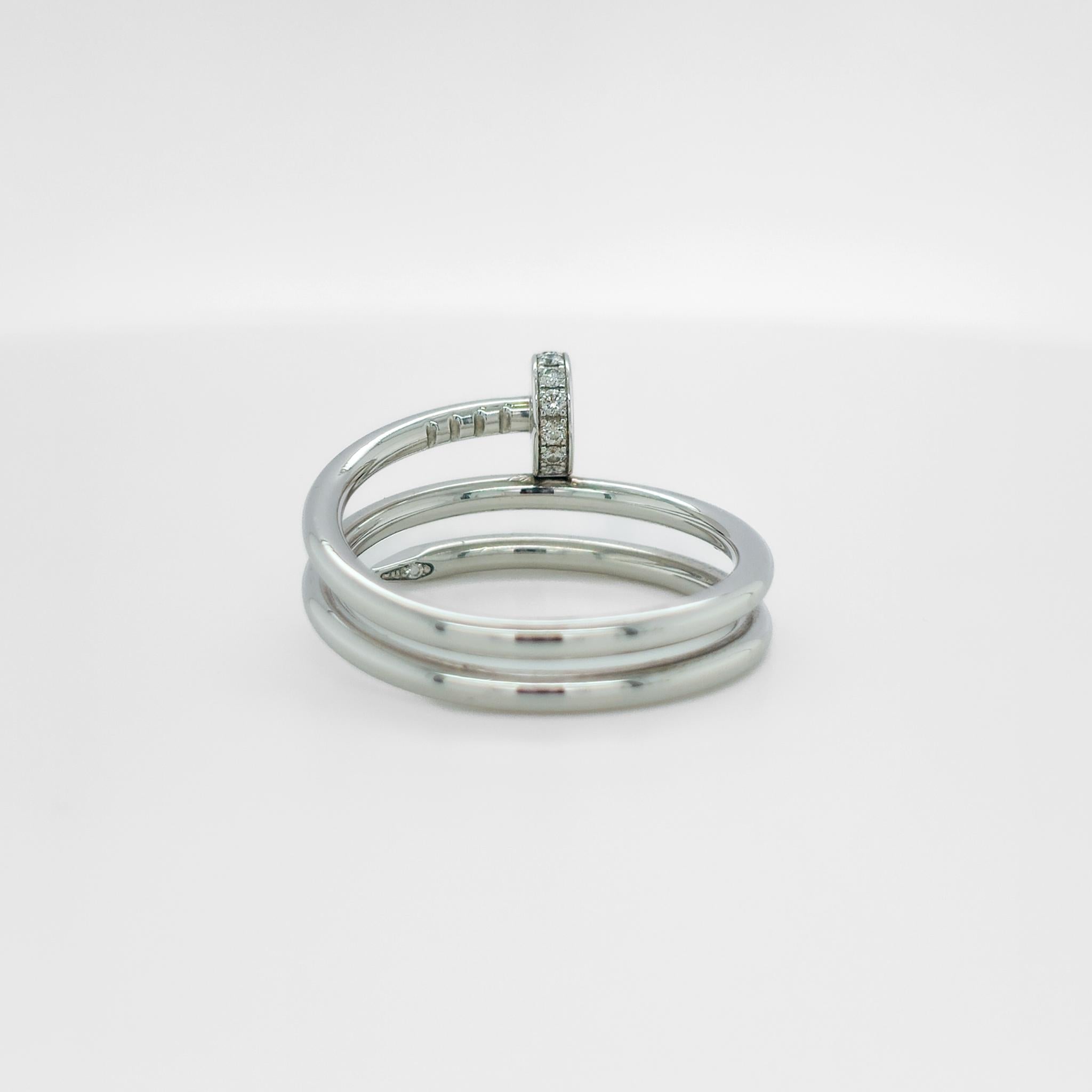 Cartier Juste Un Clou Ring, Double, Diamonds, Size 54, 18ct White Gold Chloe's Jewellers