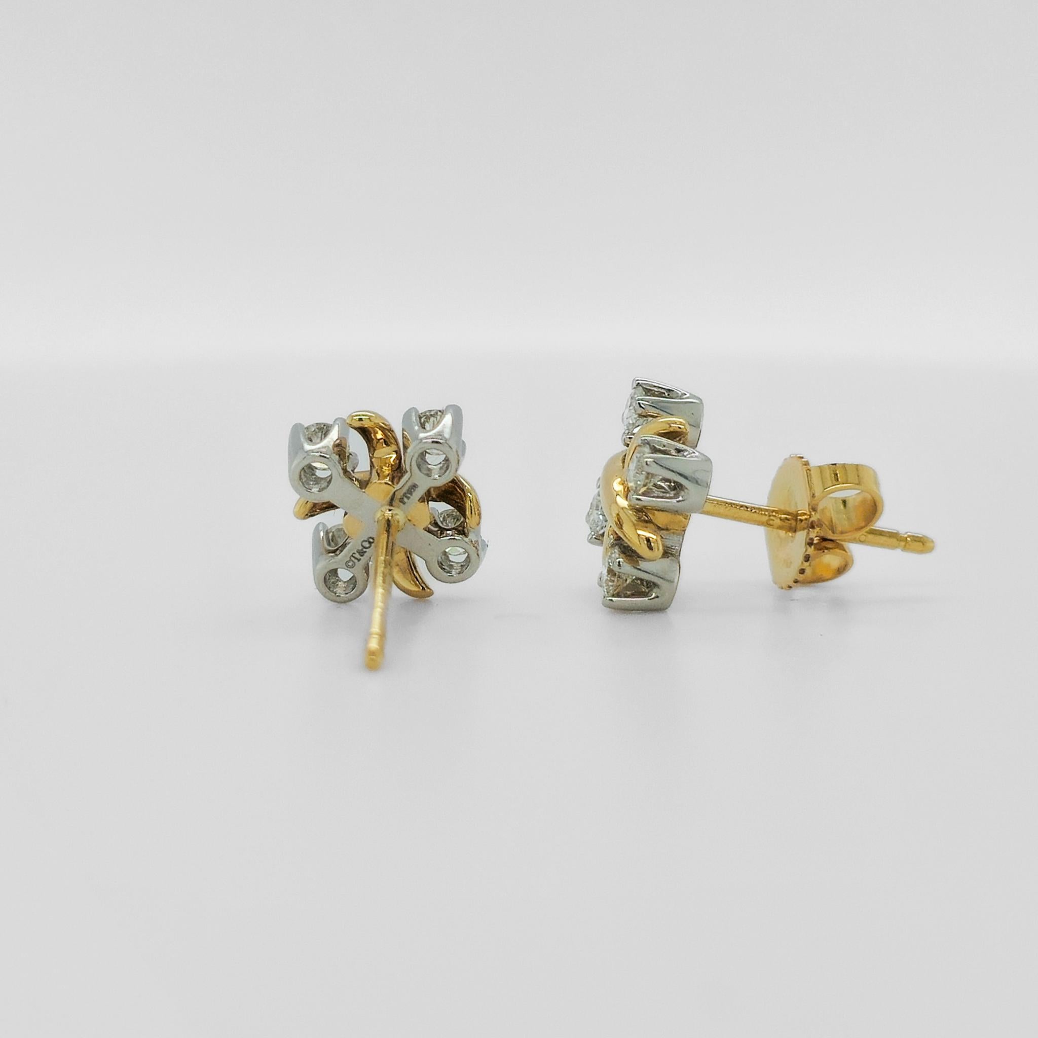Tiffany & Co. Schlumberger Lynn Earrings, 18ct Yellow Gold & Platinum Chloe's Jewellers