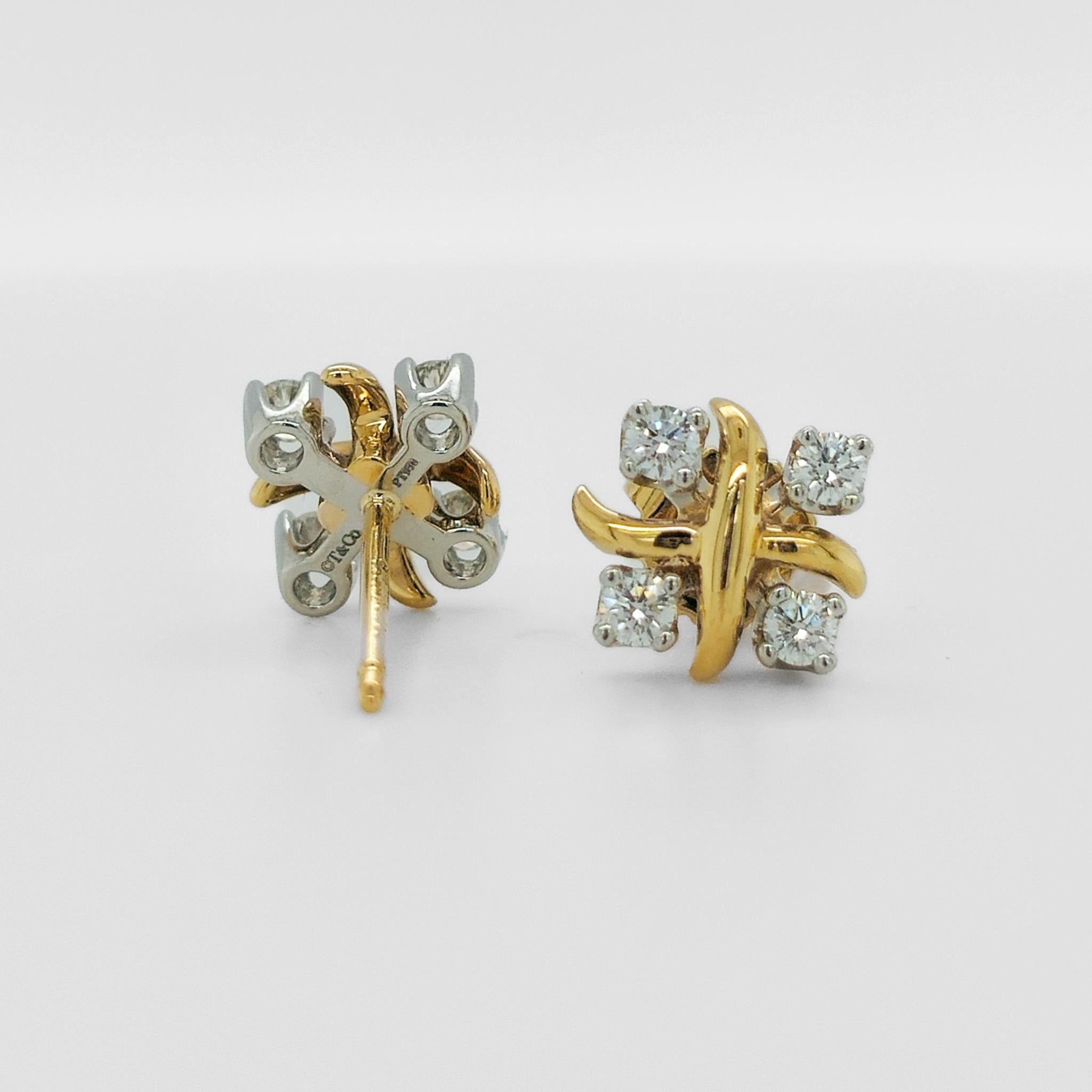 Tiffany & Co. Schlumberger Lynn Earrings, 18ct Yellow Gold & Platinum Chloe's Jewellers