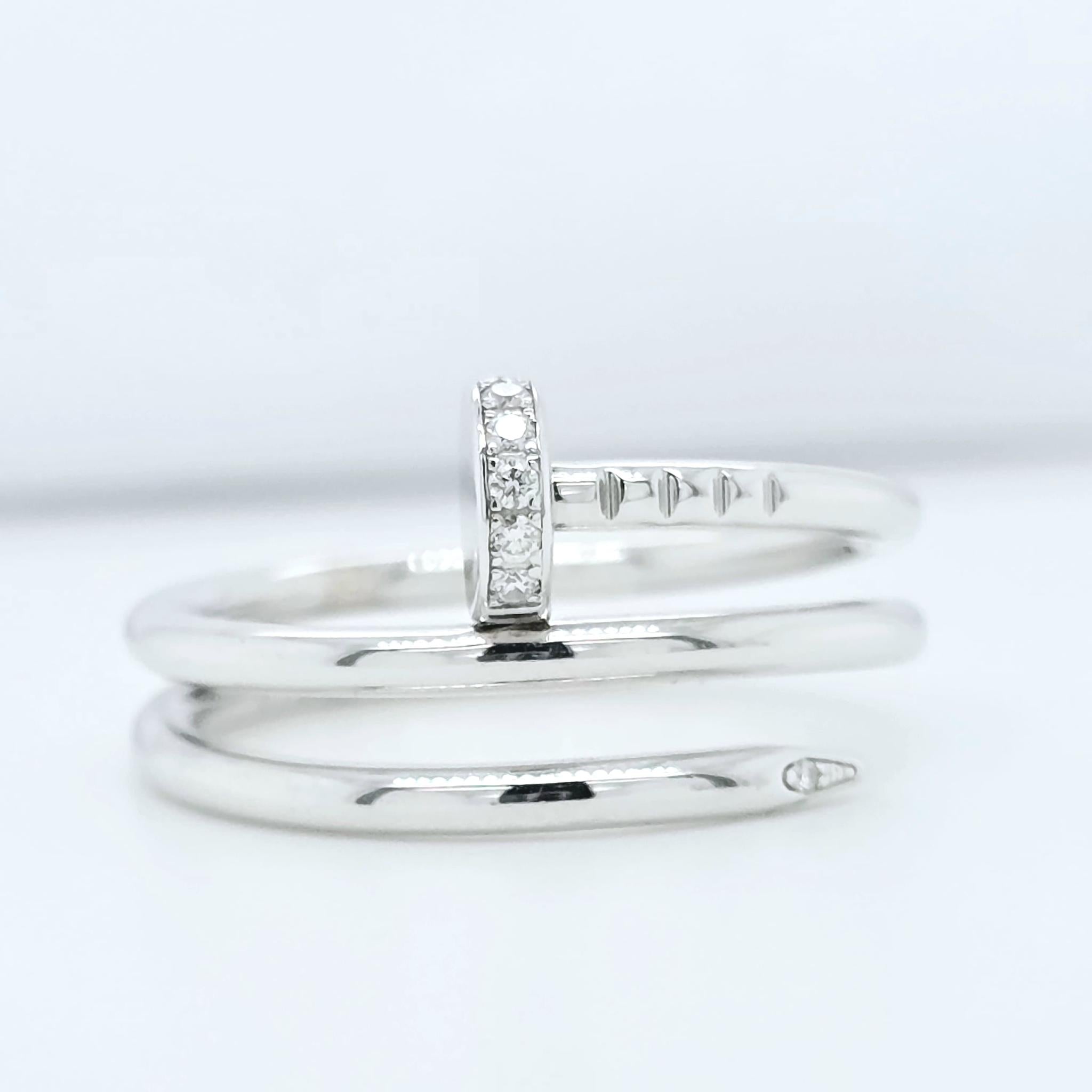 Cartier Juste Un Clou Ring, Double, Diamonds, Size 54, 18ct White Gold Chloe's Jewellers