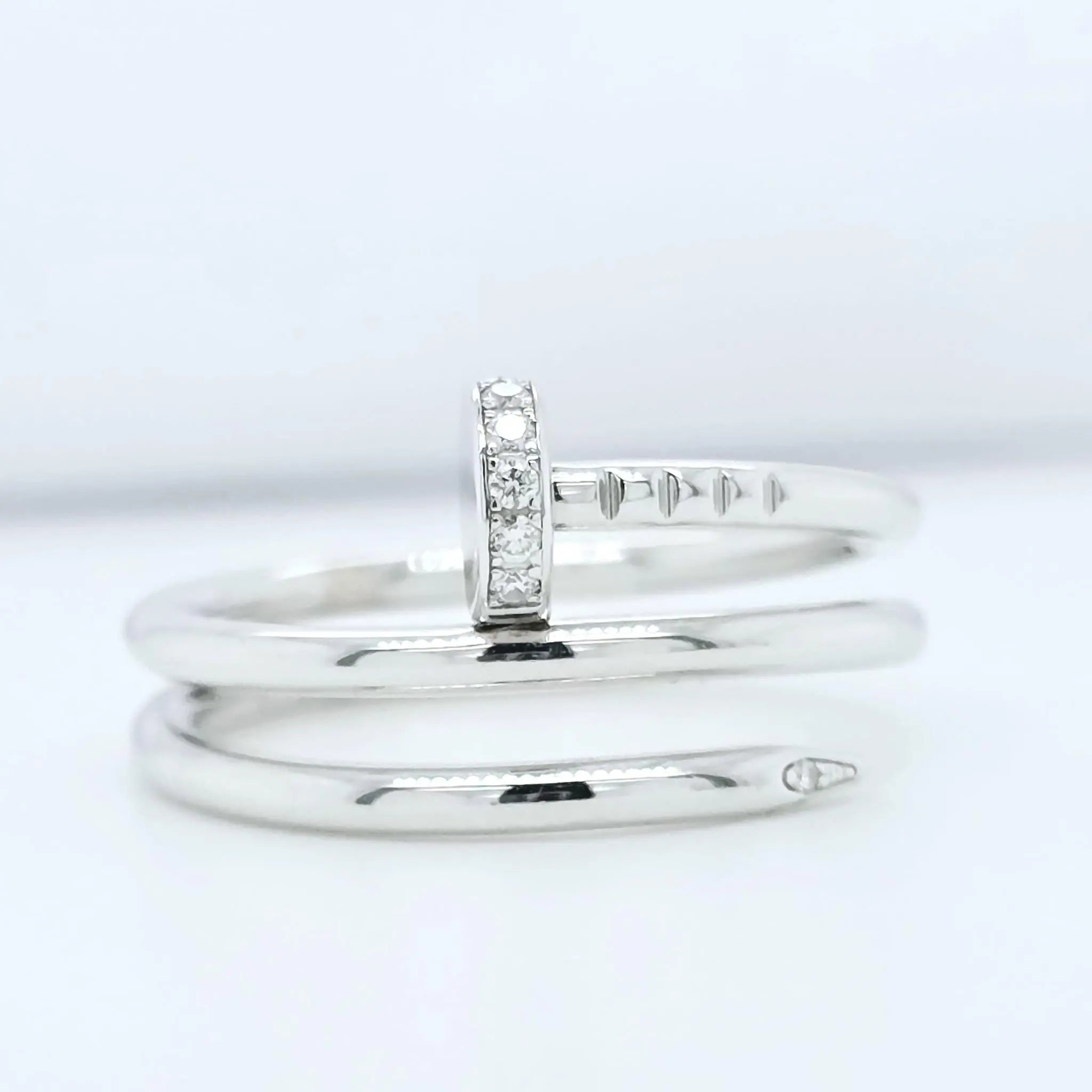 Cartier Juste Un Clou Ring, Double, Diamonds, Size 54, 18ct White Gold Chloe's Jewellers