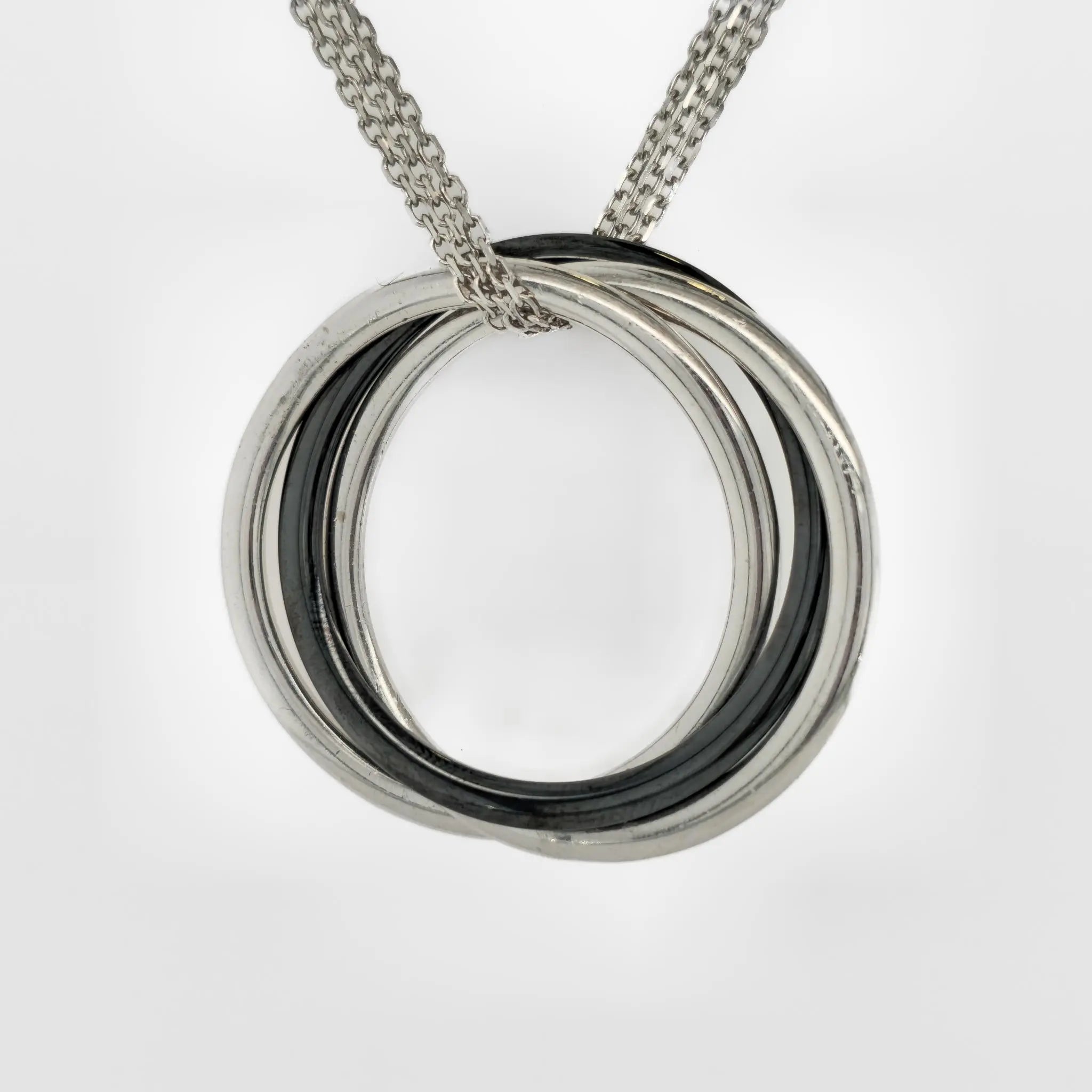 Cartier Trinity Pendant , 18ct White Gold, Black Ceramic And Diamonds, Large Chloe's Jewellers