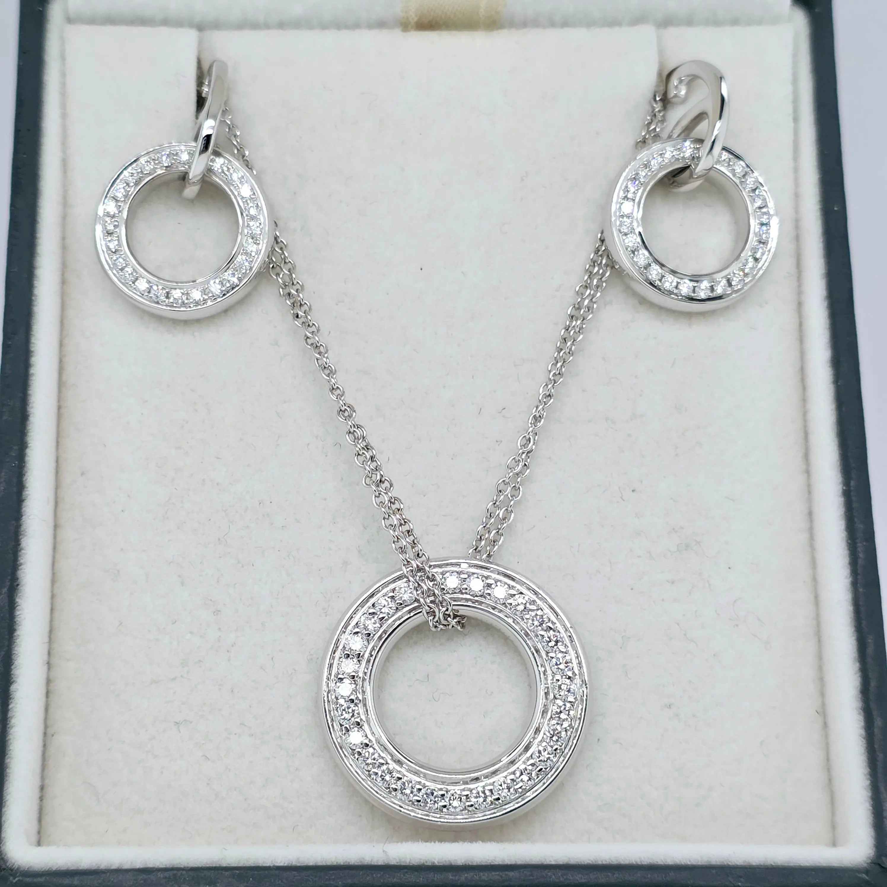 Boodles Roulette White Gold Medium Diamond Pendant, 18ct White Gold, Appr 0.95ct Chloe's Jewellers