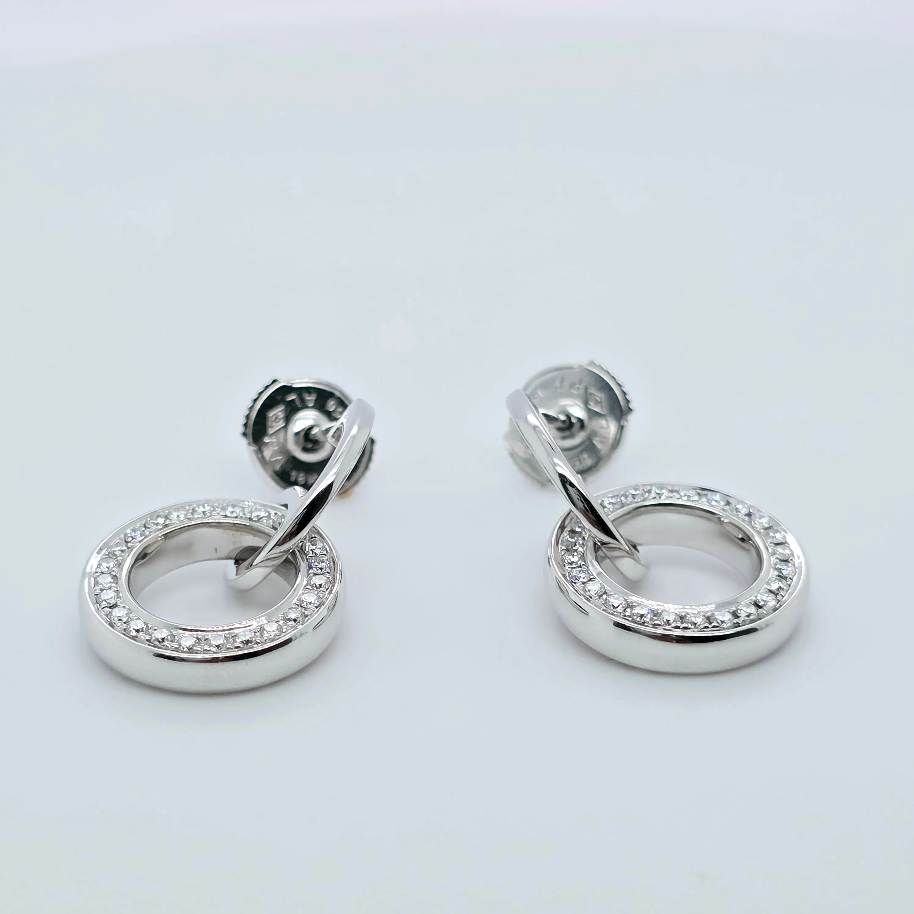 Boodles Roulette Classic Diamond Earrings, 18ct White Gold, Drop Earrings Chloe's Jewellers
