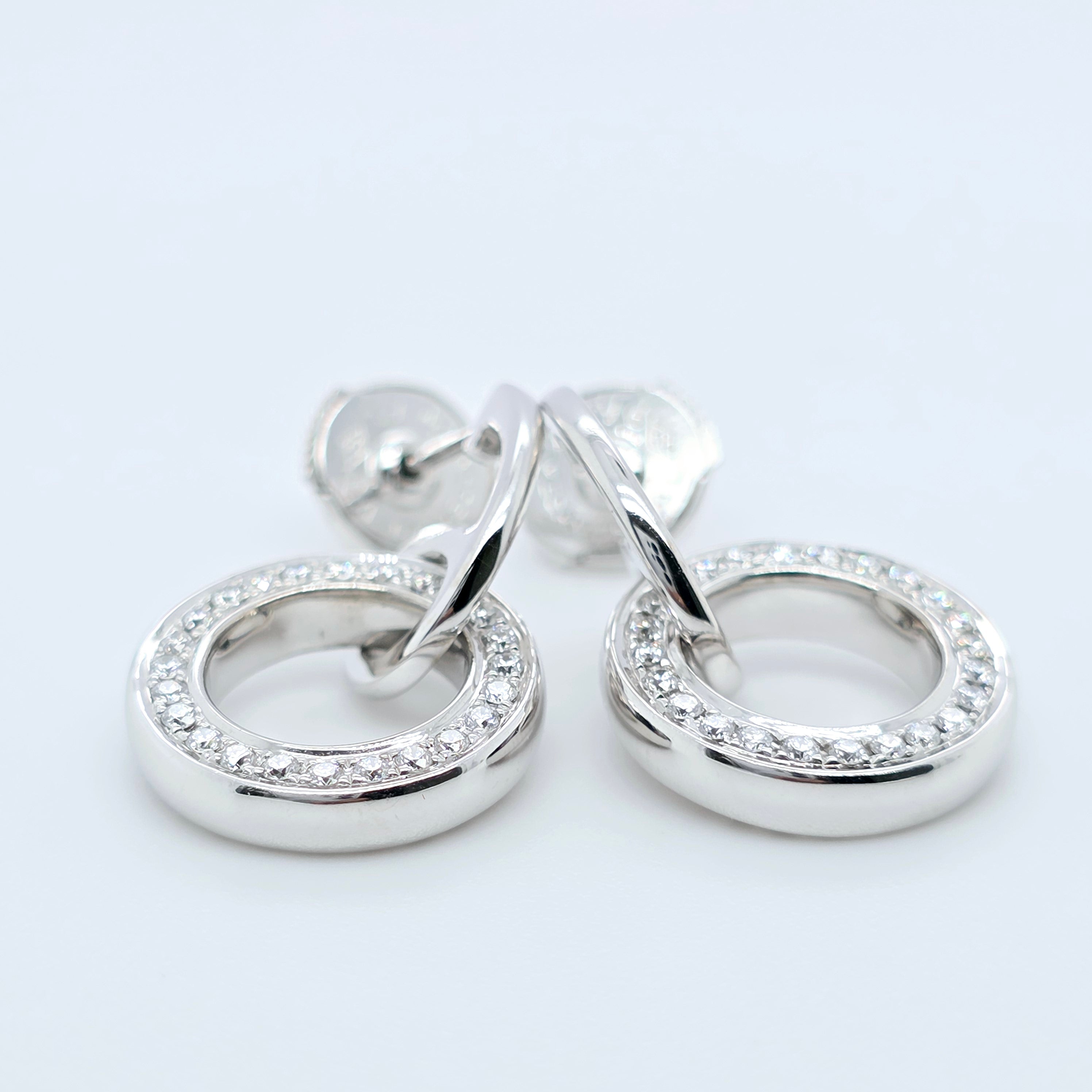 Boodles Roulette Classic Diamond Earrings, 18ct White Gold, Drop Earrings Chloe's Jewellers