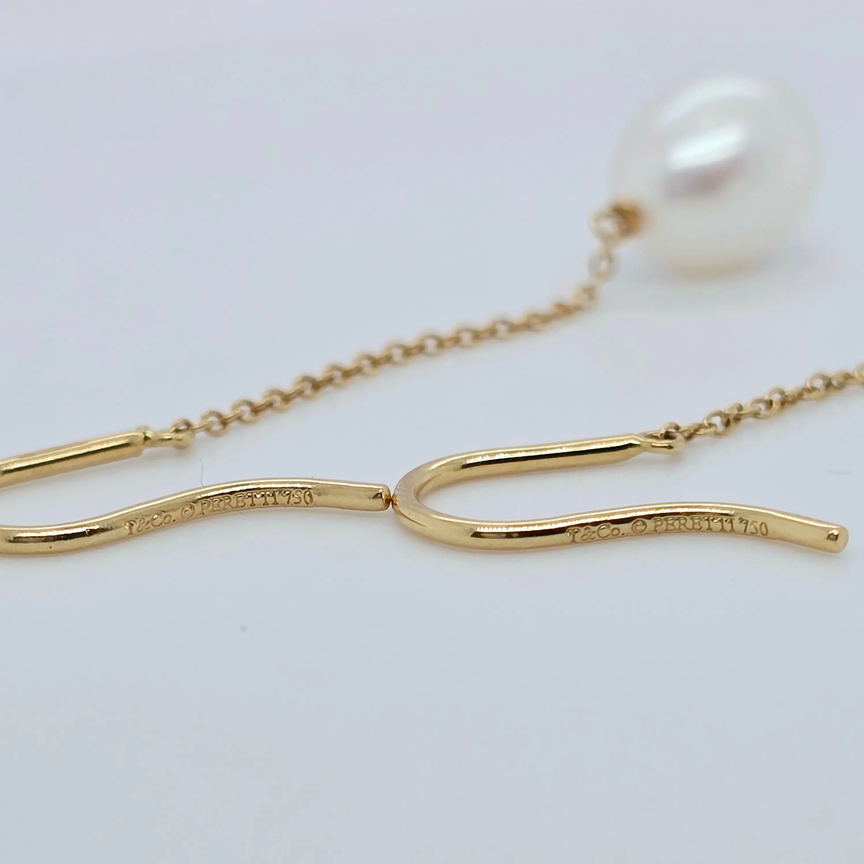 Tiffany & Co Tiffany Elsa Peretti Pearls By The Yard Chain Earrings, 18ct Yellow Chloe's Jewellers