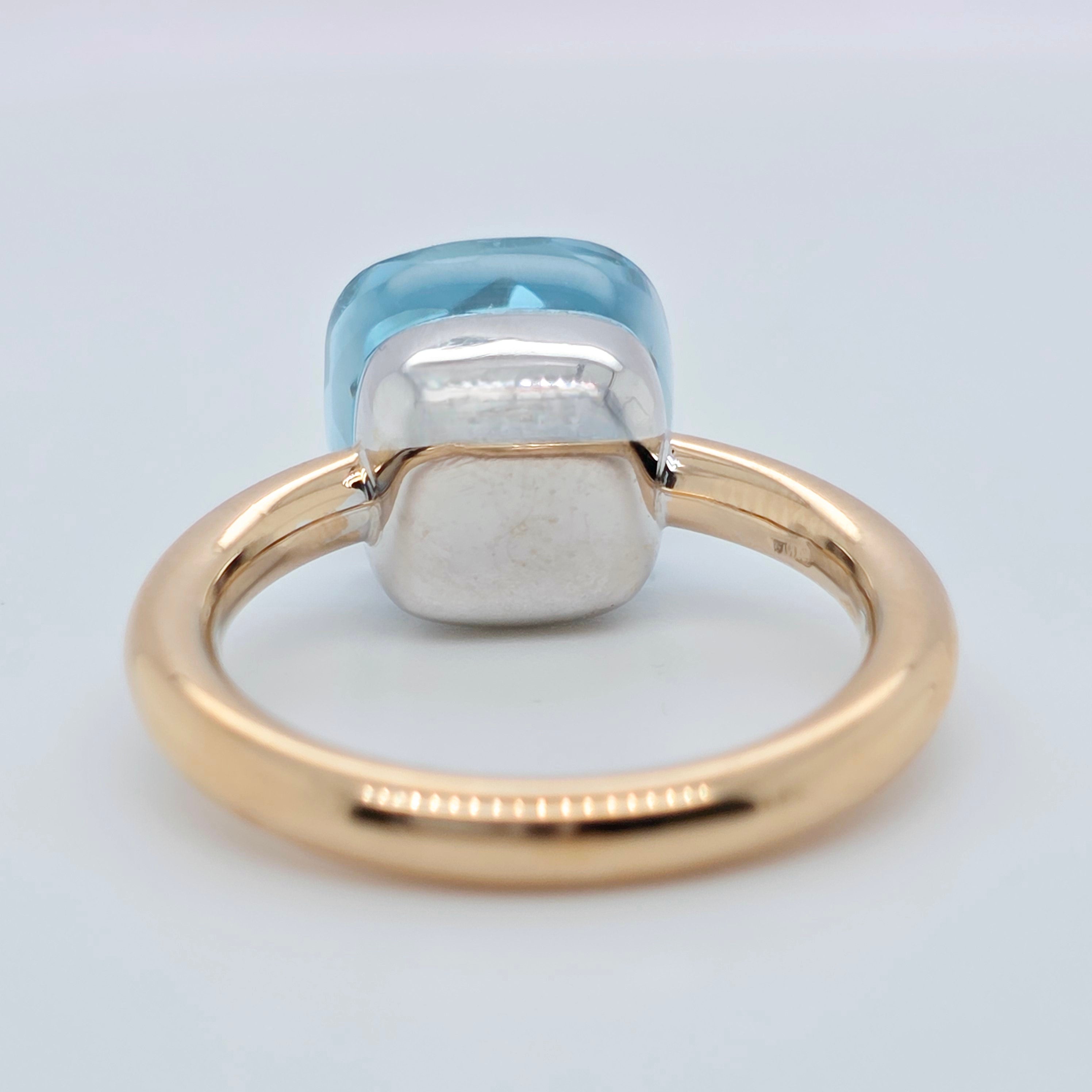 Pre-Owned Pomellato Nudo Classic Ring – 9ct Blue Topaz in 18K Rose & White Gold