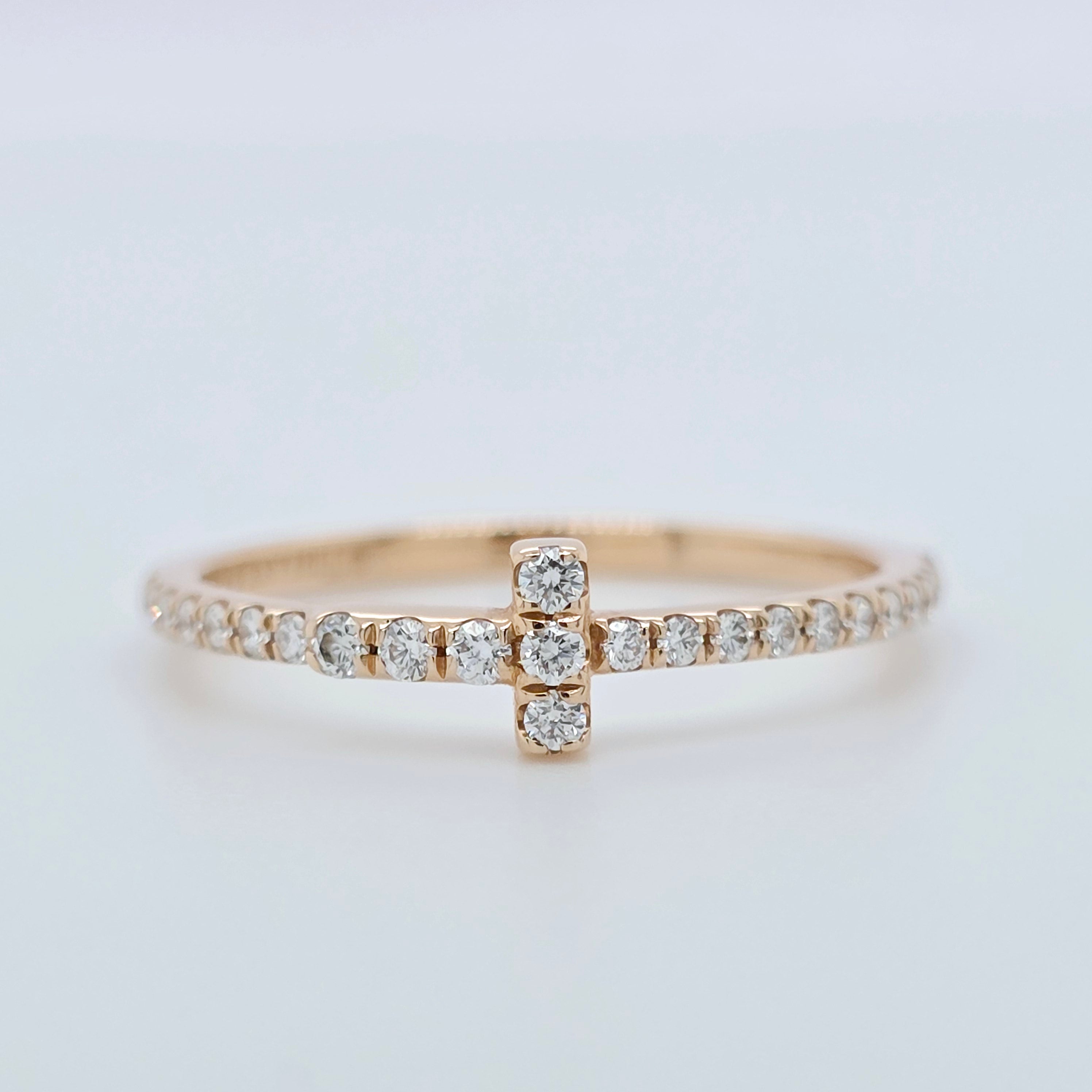 Tiffany & Co T Diamond Wire Band Ring, 18ct Rose Gold, Size 48 Chloe's Jewellers