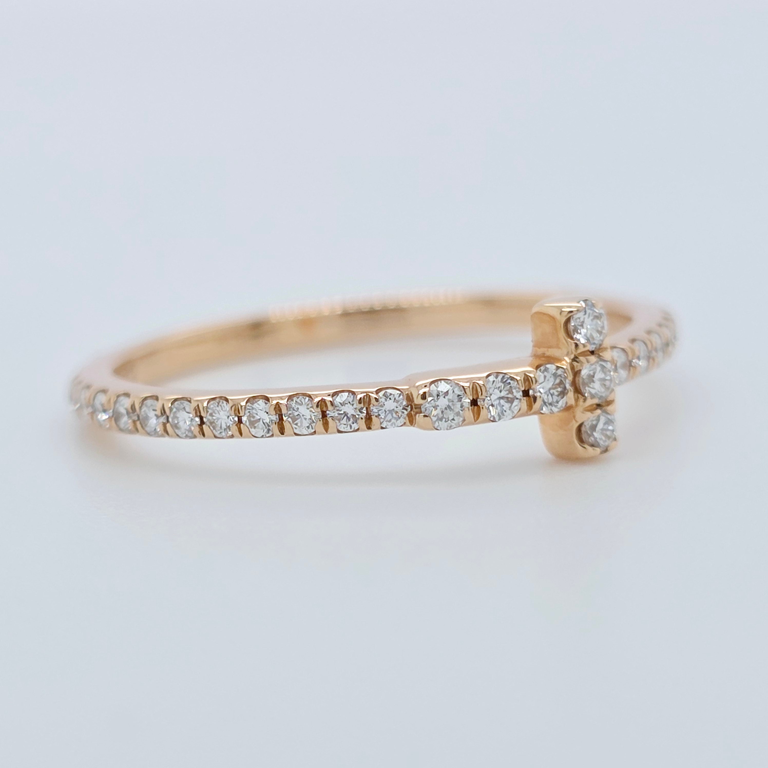 Tiffany & Co T Diamond Wire Band Ring, 18ct Rose Gold, Size 48 Chloe's Jewellers