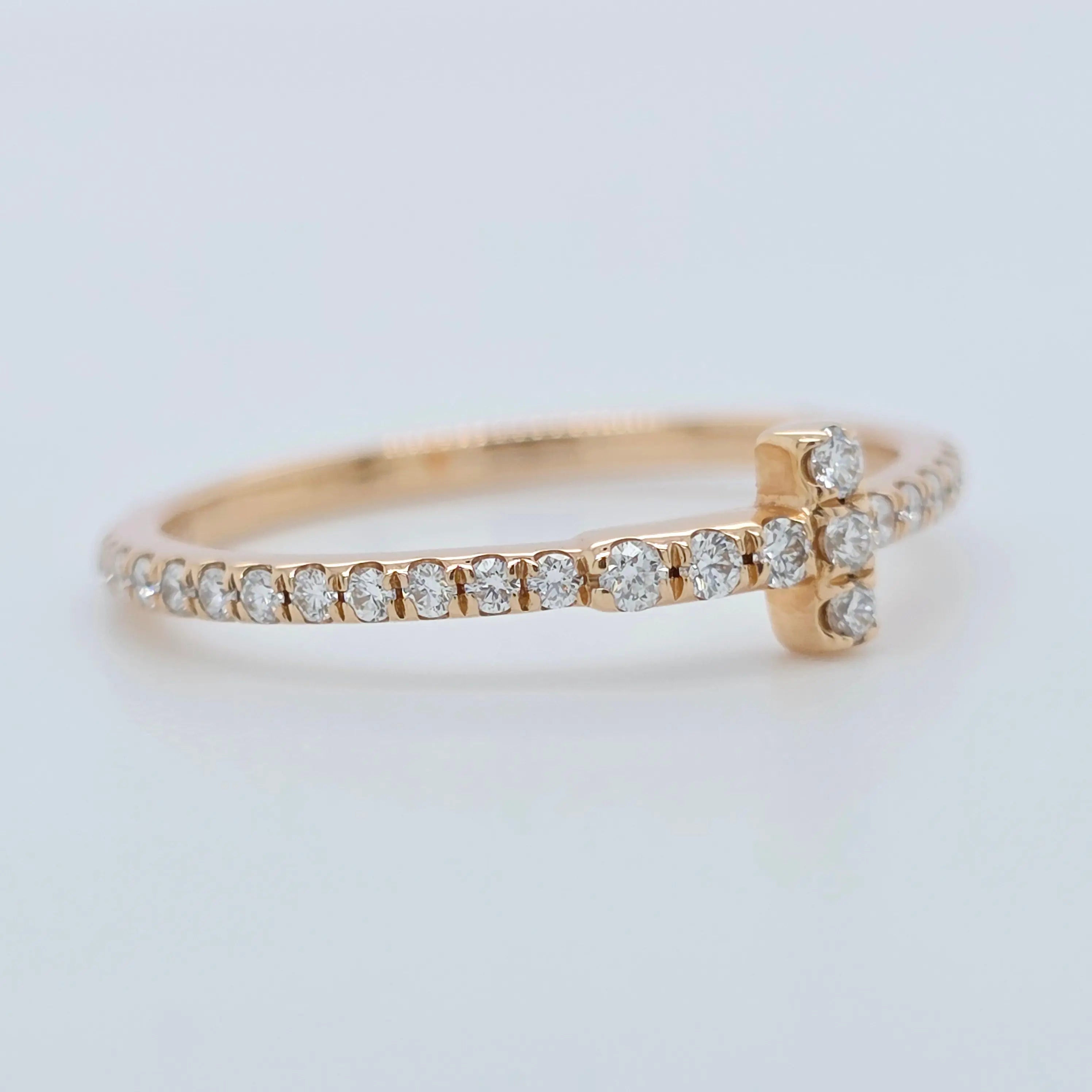 Tiffany & Co T Diamond Wire Band Ring, 18ct Rose Gold, Size 48 Chloe's Jewellers
