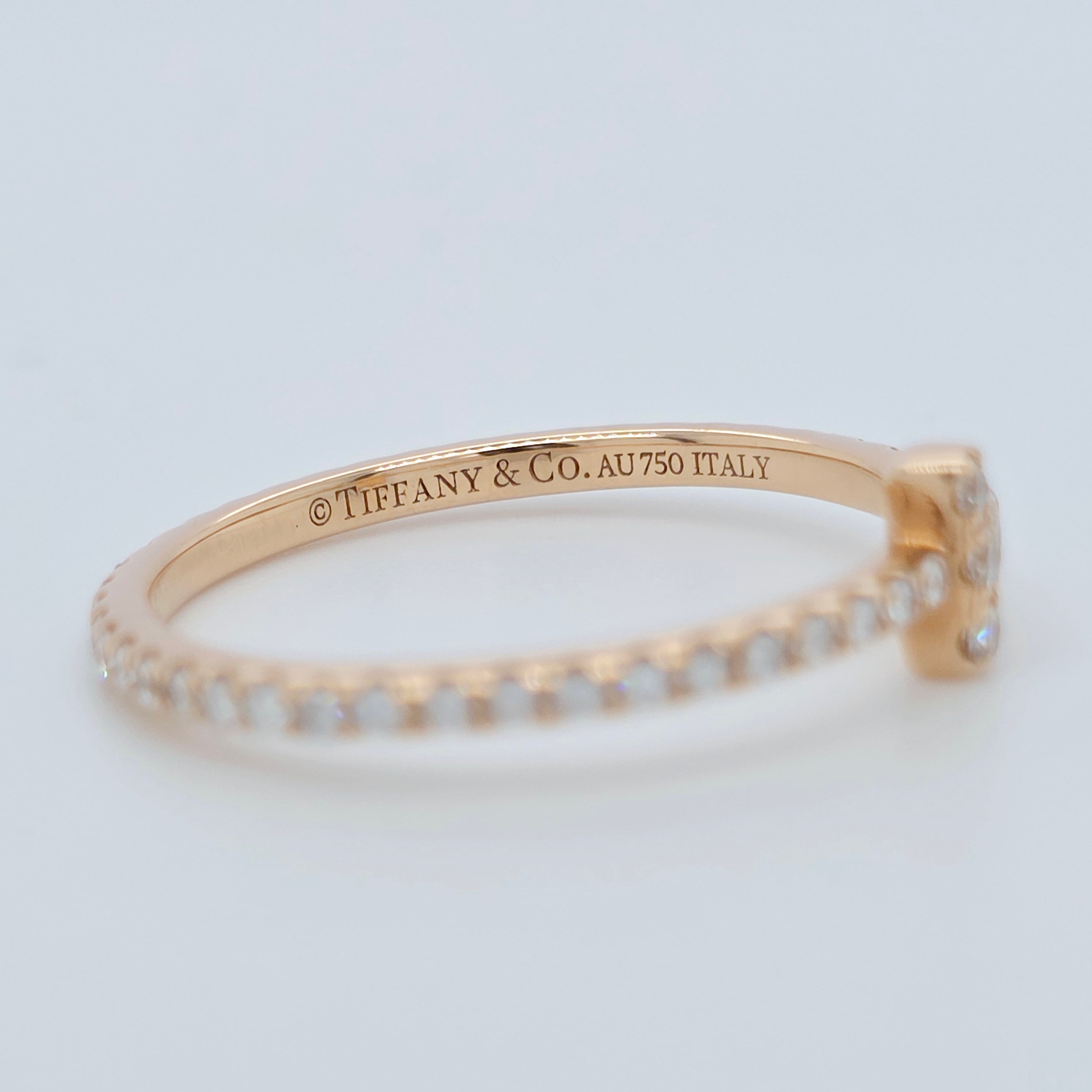 Tiffany & Co T Diamond Wire Band Ring, 18ct Rose Gold, Size 48