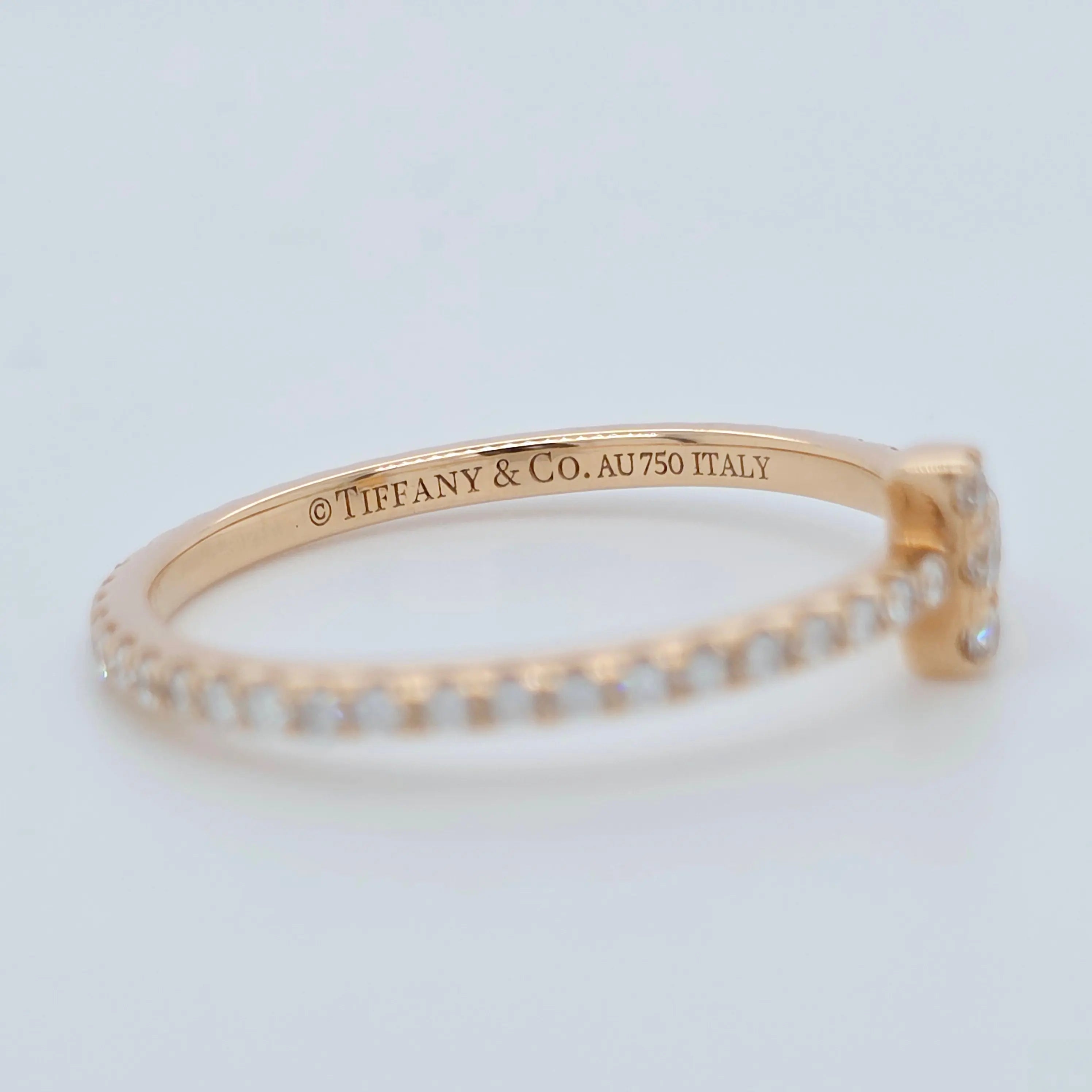 Tiffany & Co T Diamond Wire Band Ring, 18ct Rose Gold, Size 48 Chloe's Jewellers