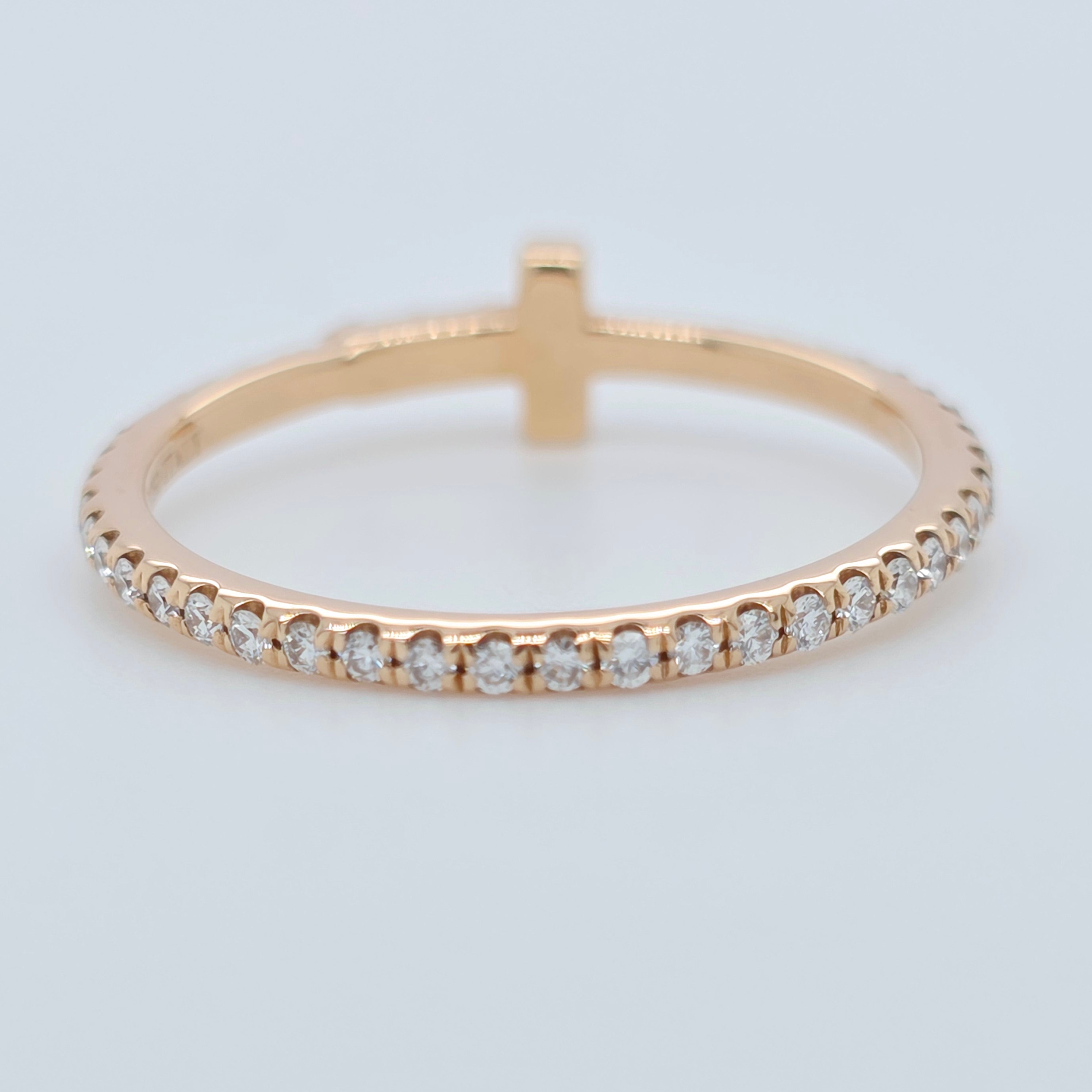 Tiffany & Co T Diamond Wire Band Ring, 18ct Rose Gold, Size 48