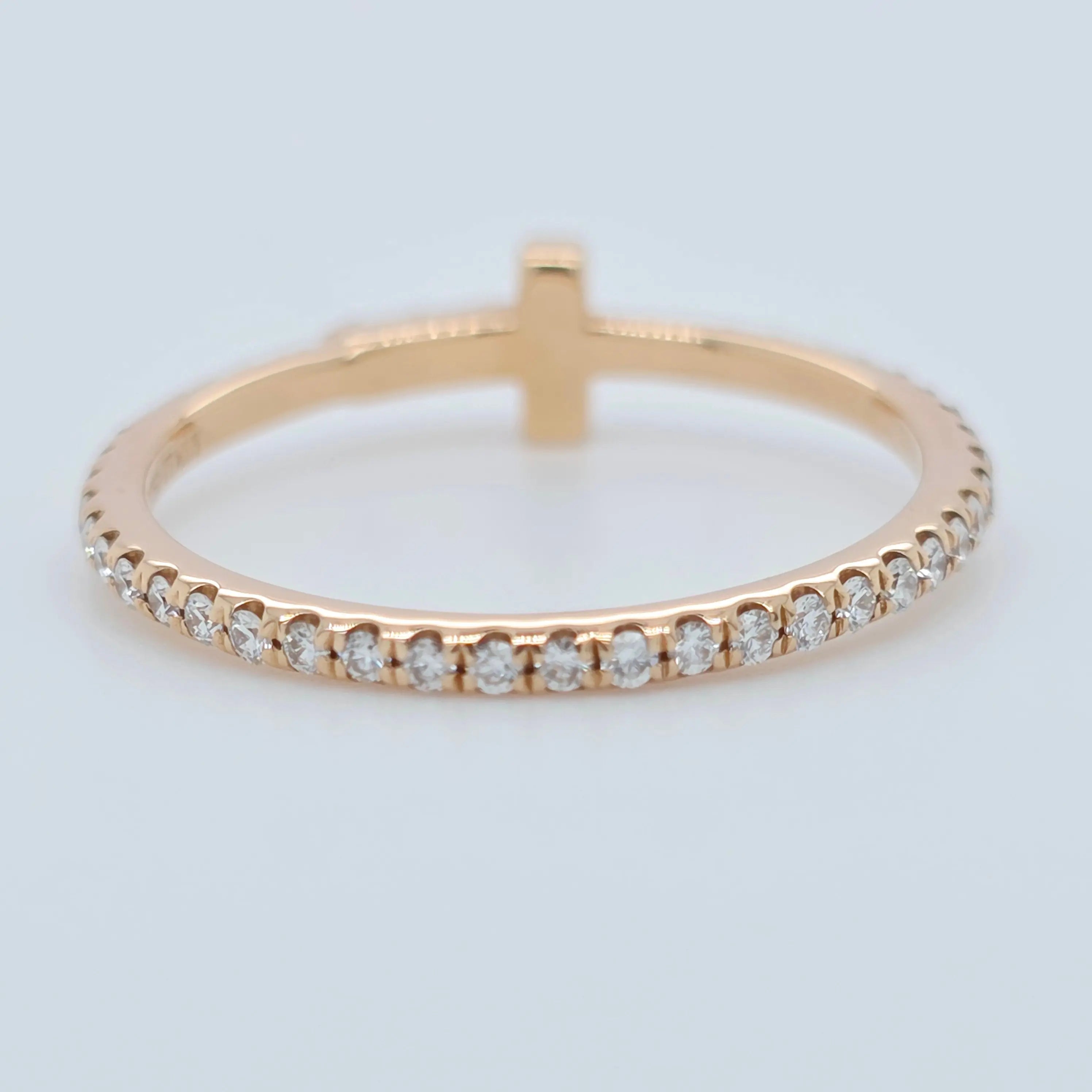 Tiffany & Co T Diamond Wire Band Ring, 18ct Rose Gold, Size 48 Chloe's Jewellers