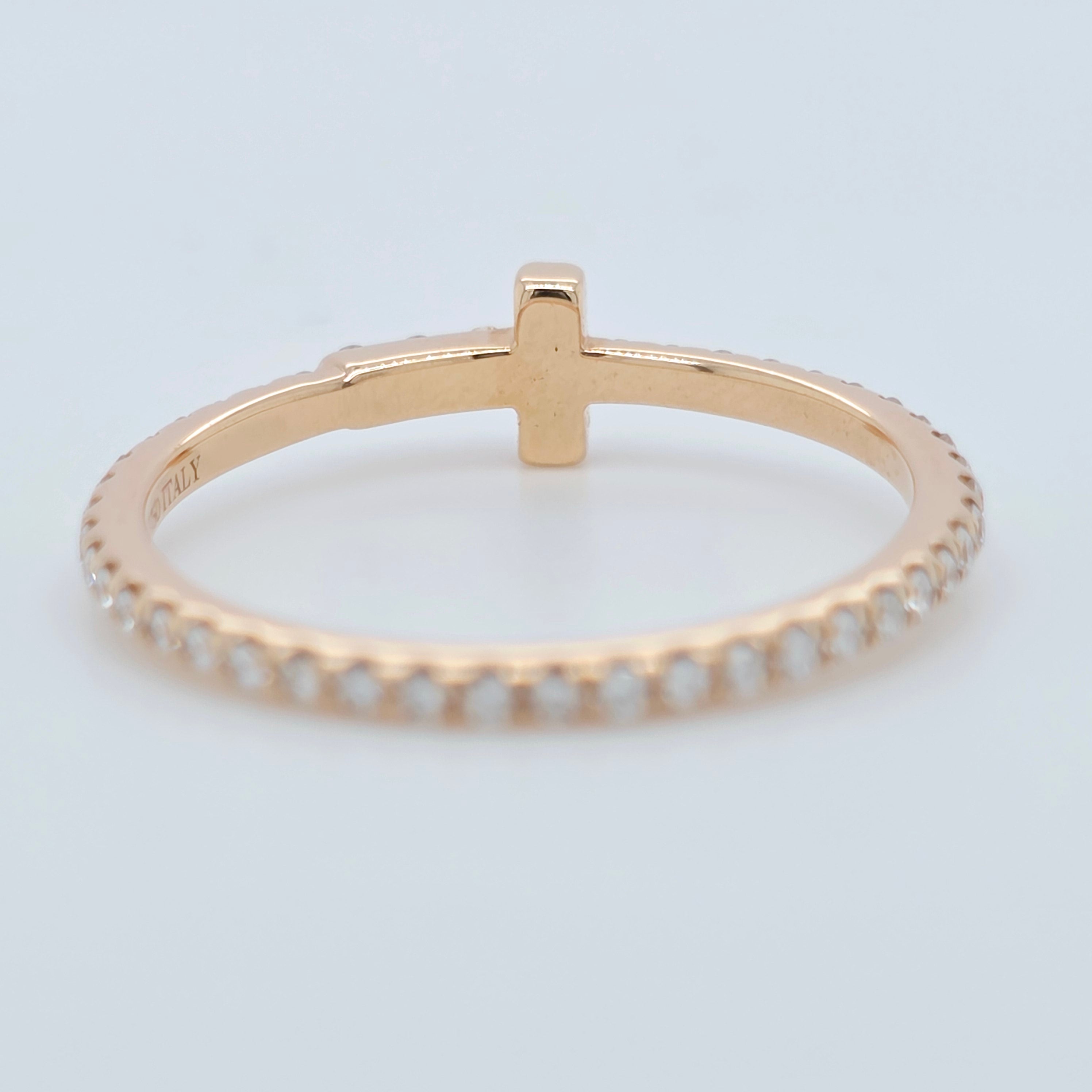 Tiffany & Co T Diamond Wire Band Ring, 18ct Rose Gold, Size 48