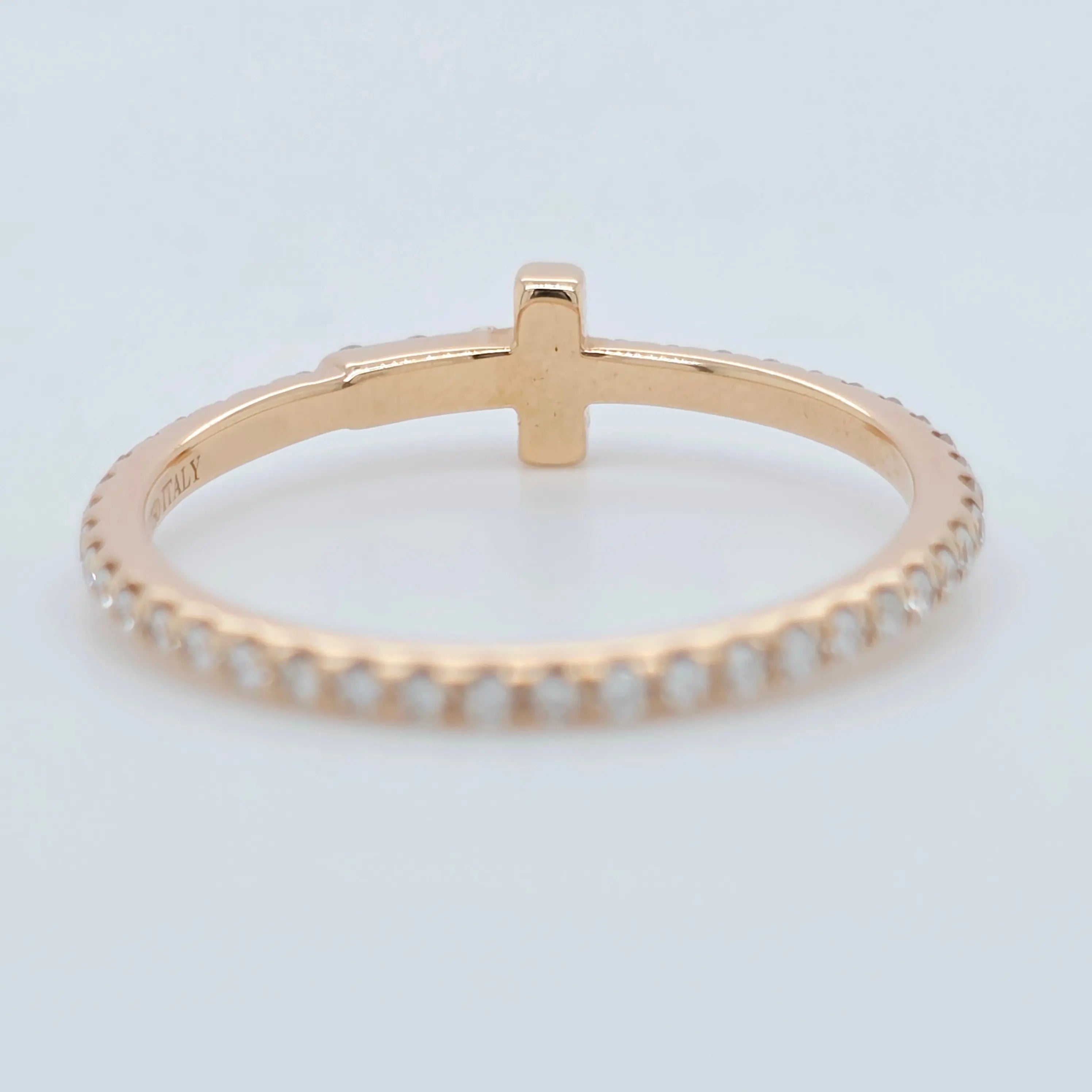 Tiffany & Co T Diamond Wire Band Ring, 18ct Rose Gold, Size 48 Chloe's Jewellers