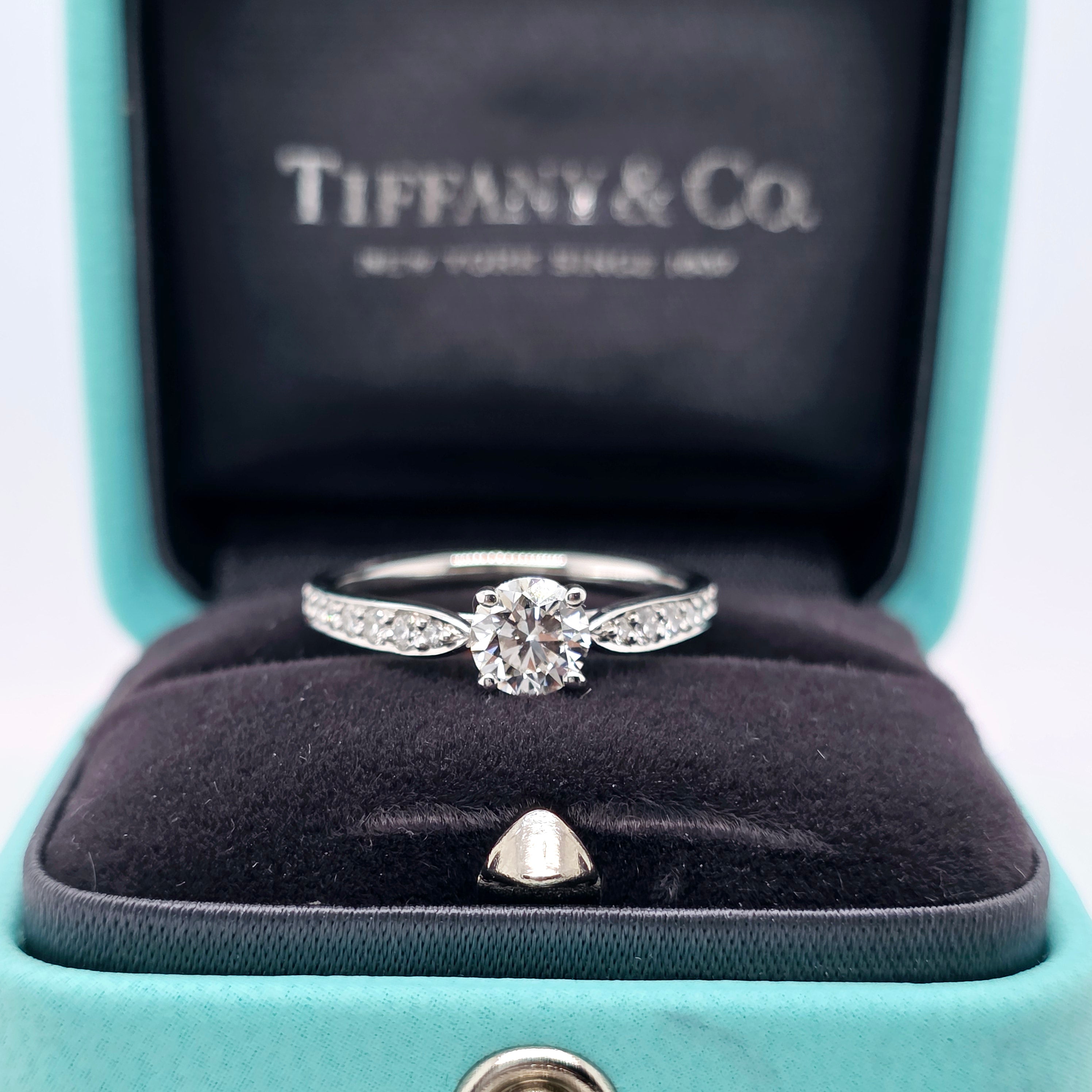 Tiffany & Co. Diamond Engagement Ring, 0.50ct Round Cut Diamond, Platinum Chloe's Jewellers