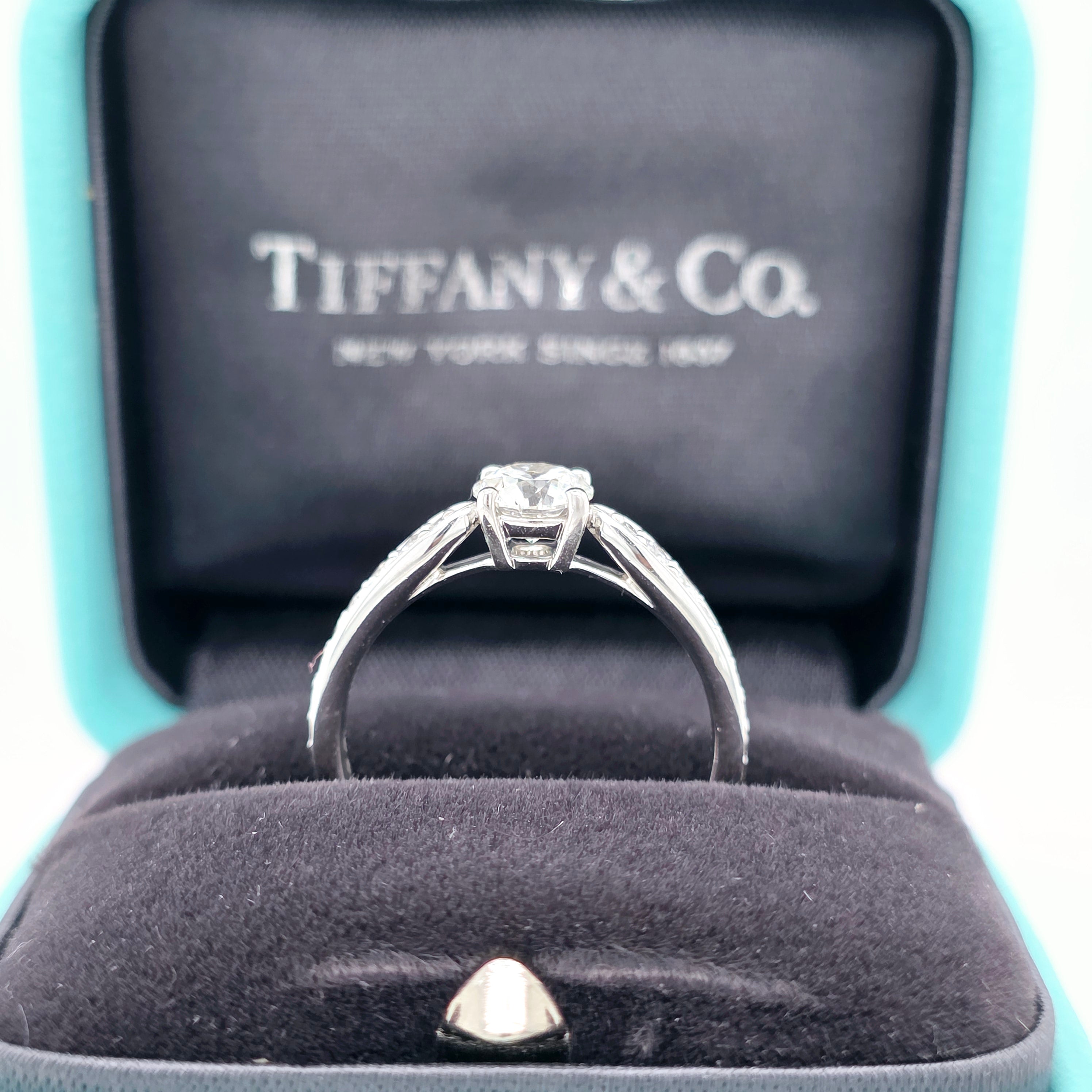 Tiffany & Co. Diamond Engagement Ring, 0.50ct Round Cut Diamond, Platinum Chloe's Jewellers
