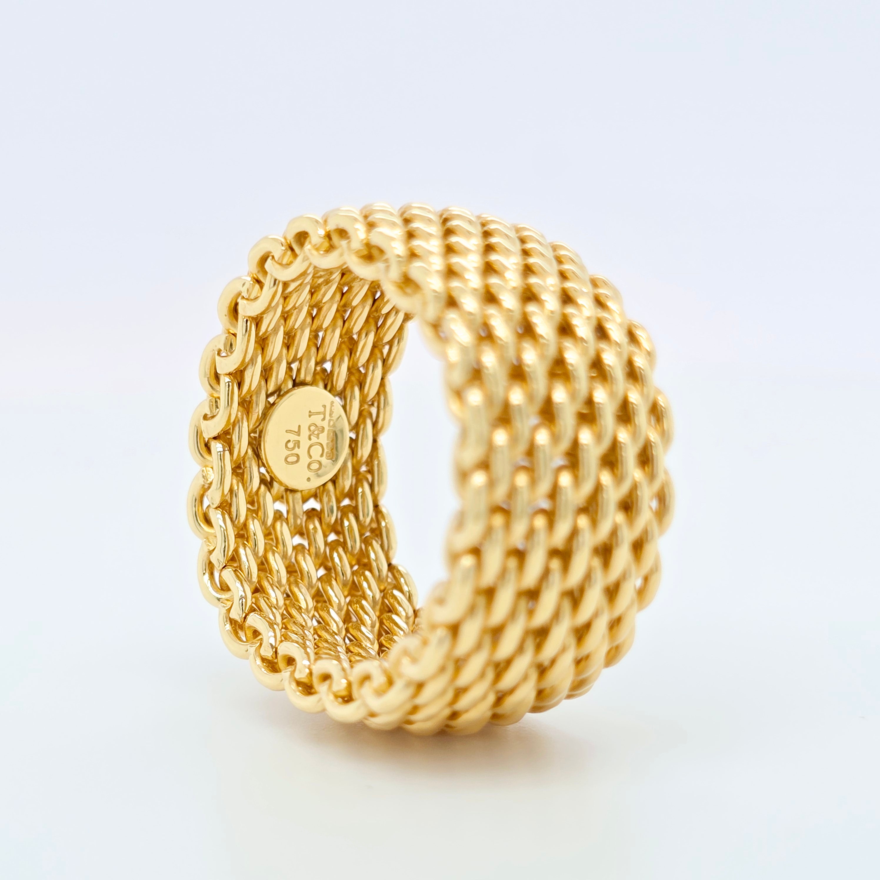 Tiffany & Co. Somerset Mesh Ring, 18ct Yellow Gold, 10mm Width, Size P