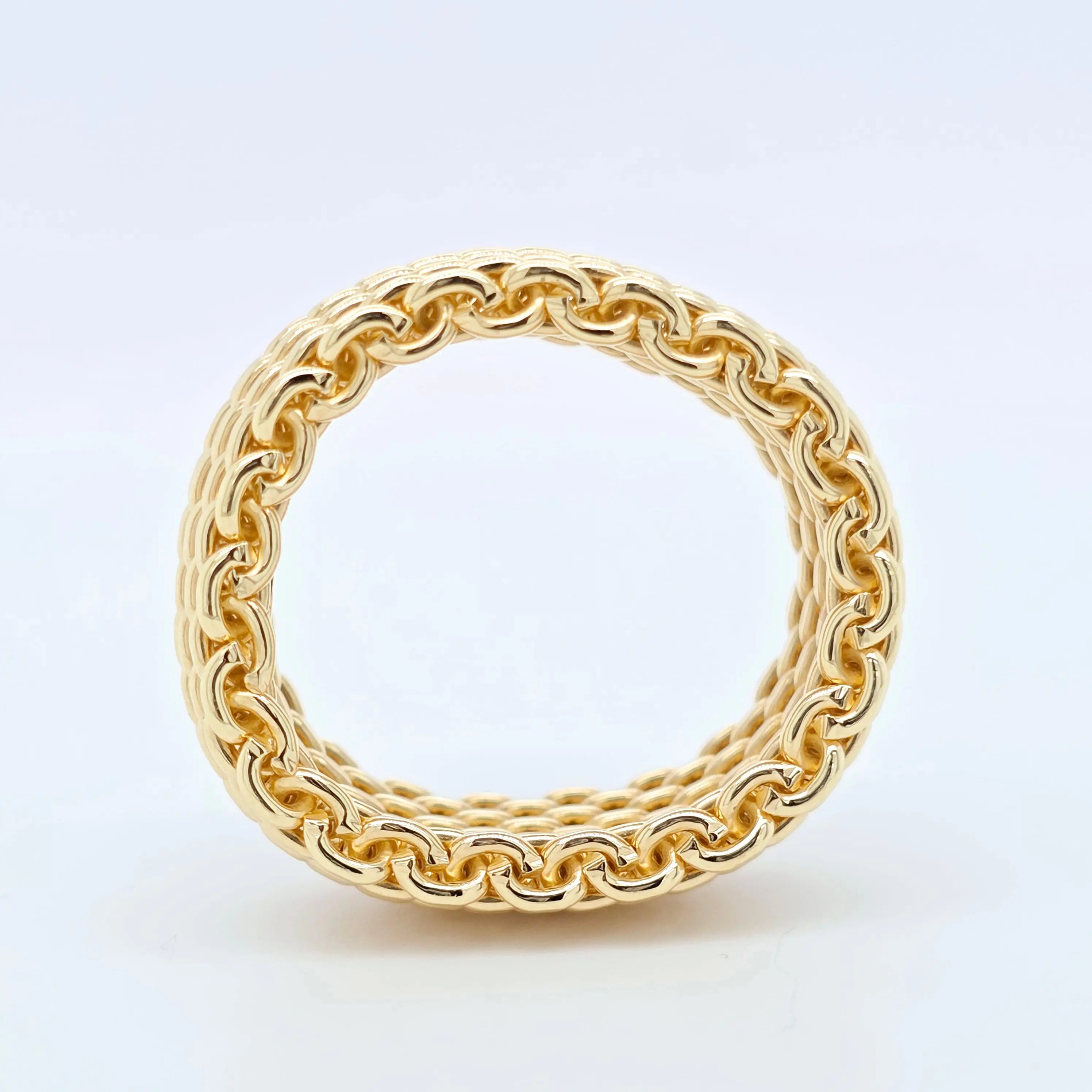 Tiffany & Co. Somerset Mesh Ring, 18ct Yellow Gold, 10mm Width, Size P Chloe's Jewellers