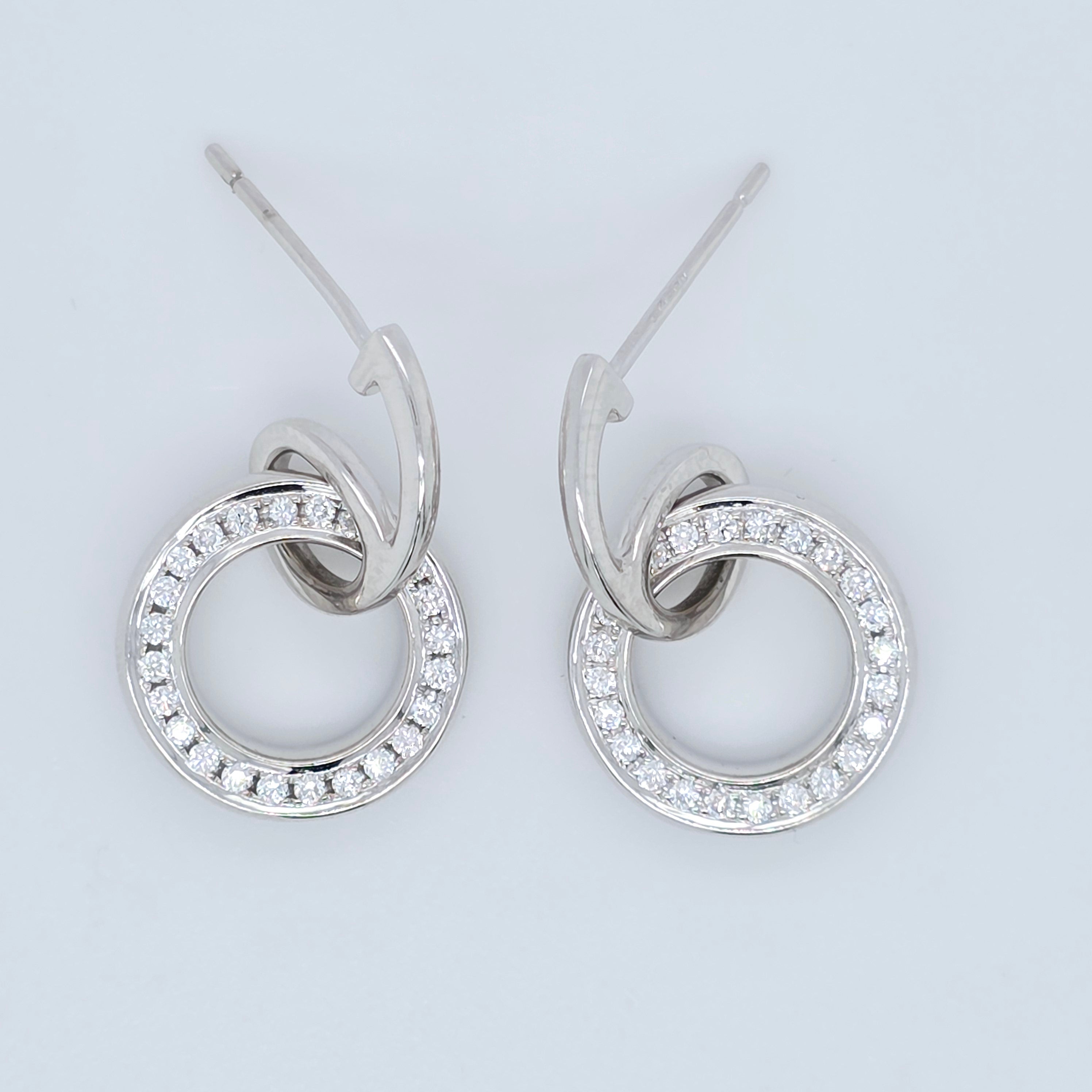 Boodles Roulette Classic Diamond Earrings, 18ct White Gold, Drop Earrings Chloe's Jewellers