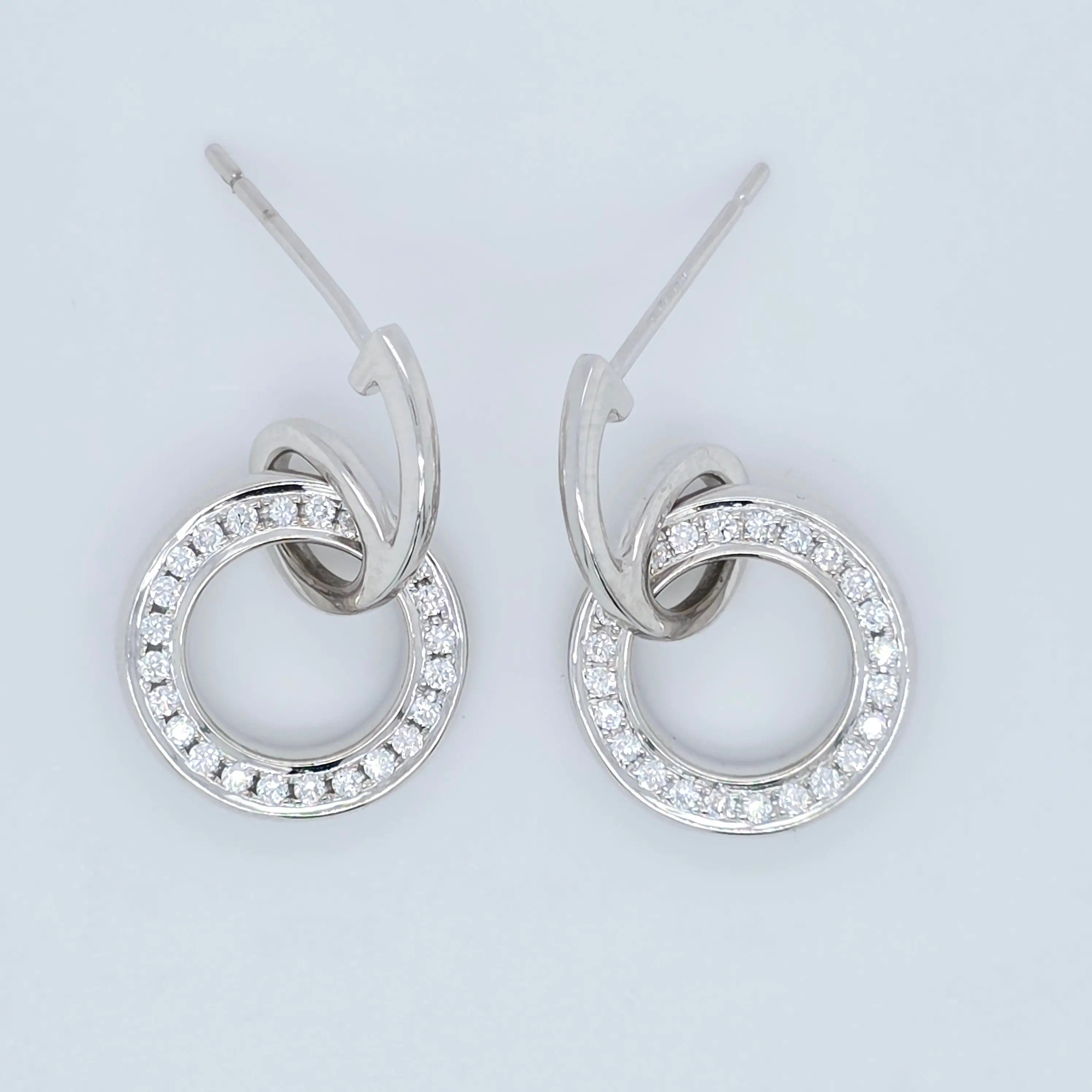 Boodles Roulette Classic Diamond Earrings, 18ct White Gold, Drop Earrings Chloe's Jewellers