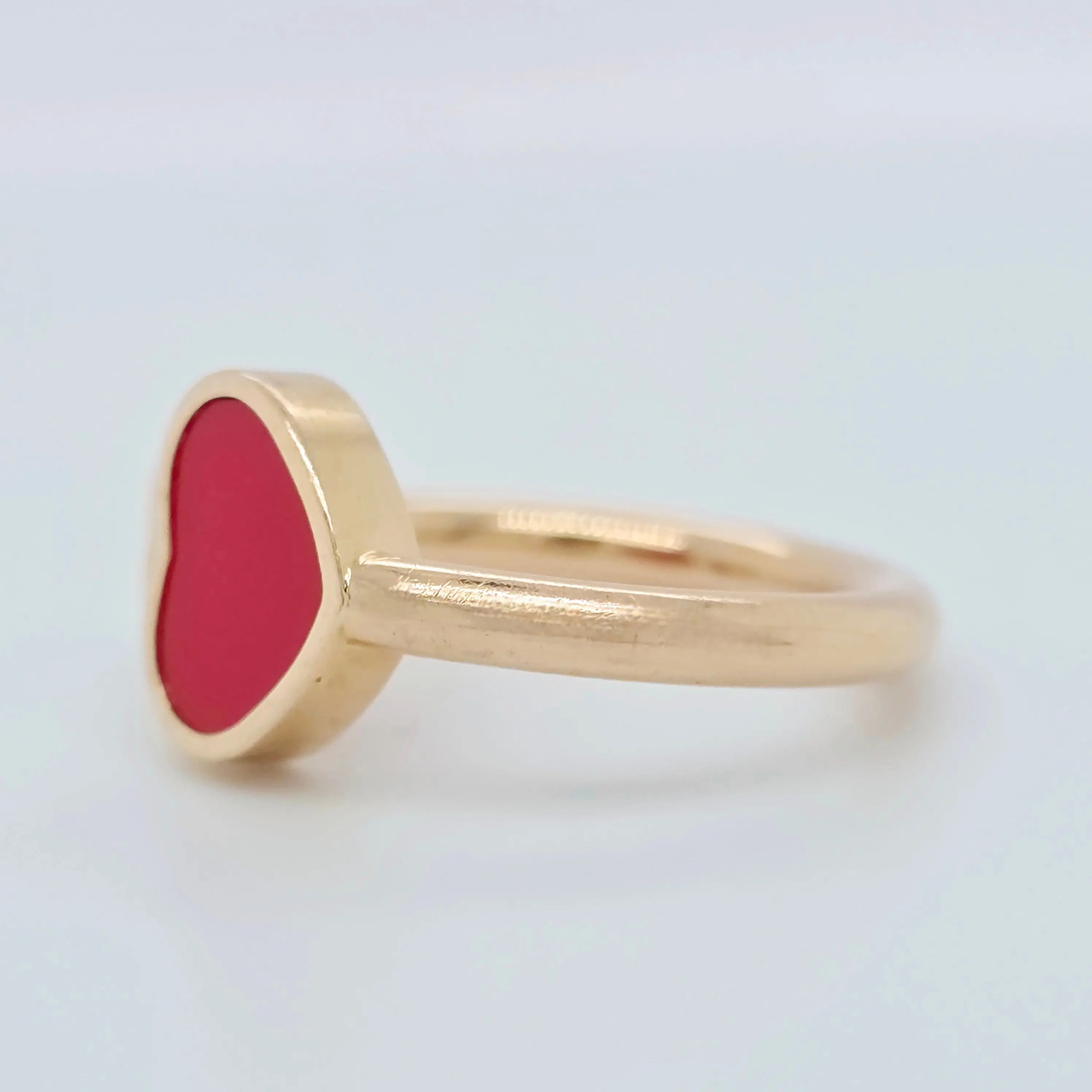 Chopard Happy Hearts Ring, Heart Shape Ring, Red stone, 18ct Rose Gold, Papers Chloe's Jewellers