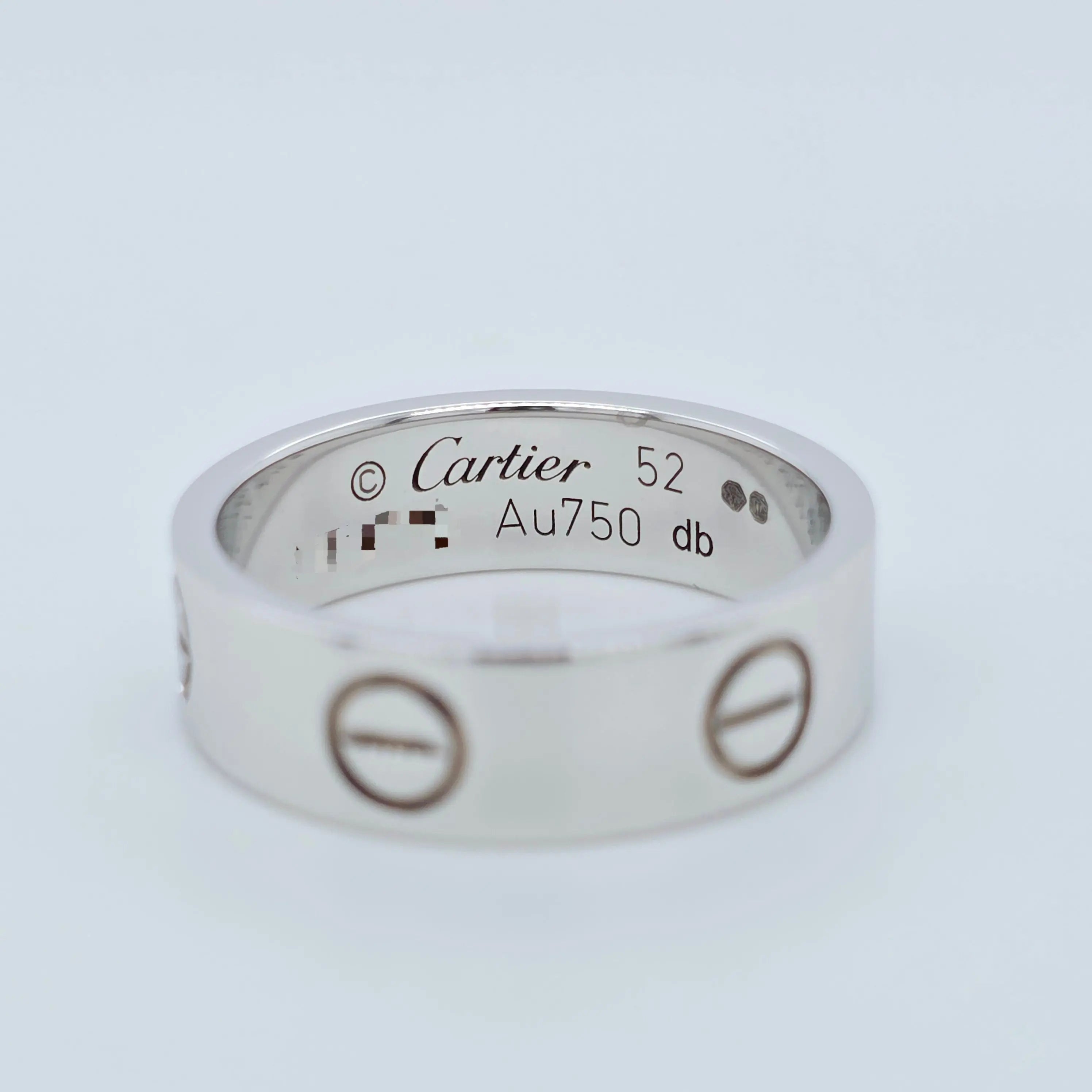 Cartier Love Ring, Classic Model, 5.5 mm, 18ct White Gold, Size 52, Box & Papers Chloe's Jewellers