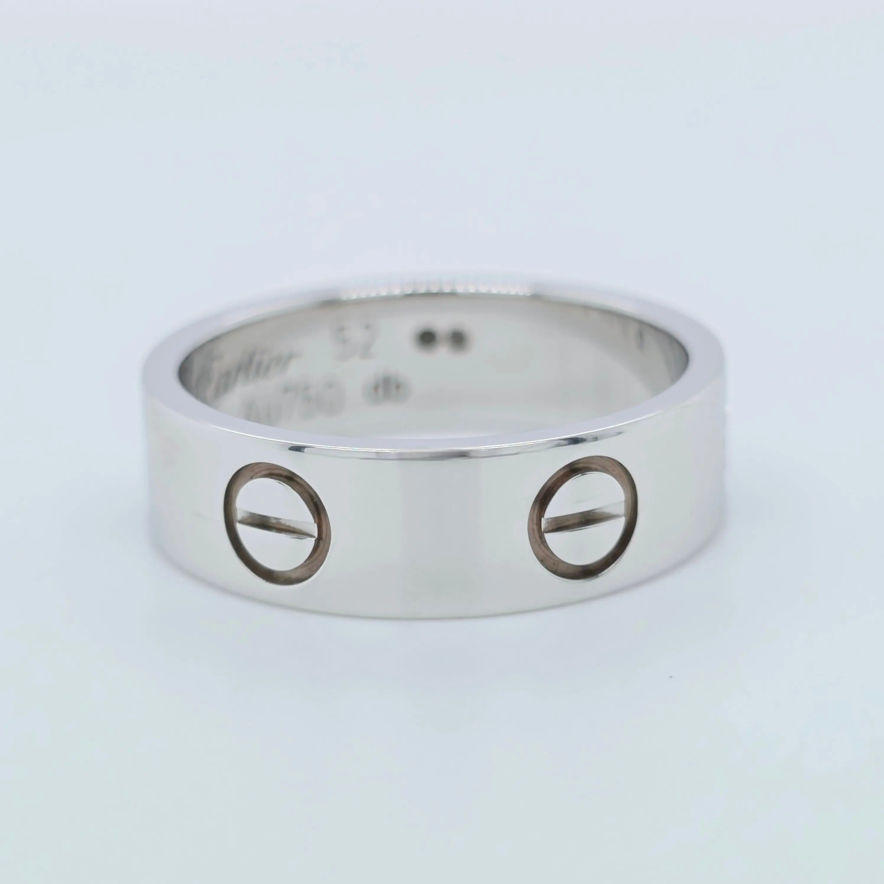 Cartier Love Ring, Classic Model, 5.5 mm, 18ct White Gold, Size 52, Box & Papers Chloe's Jewellers