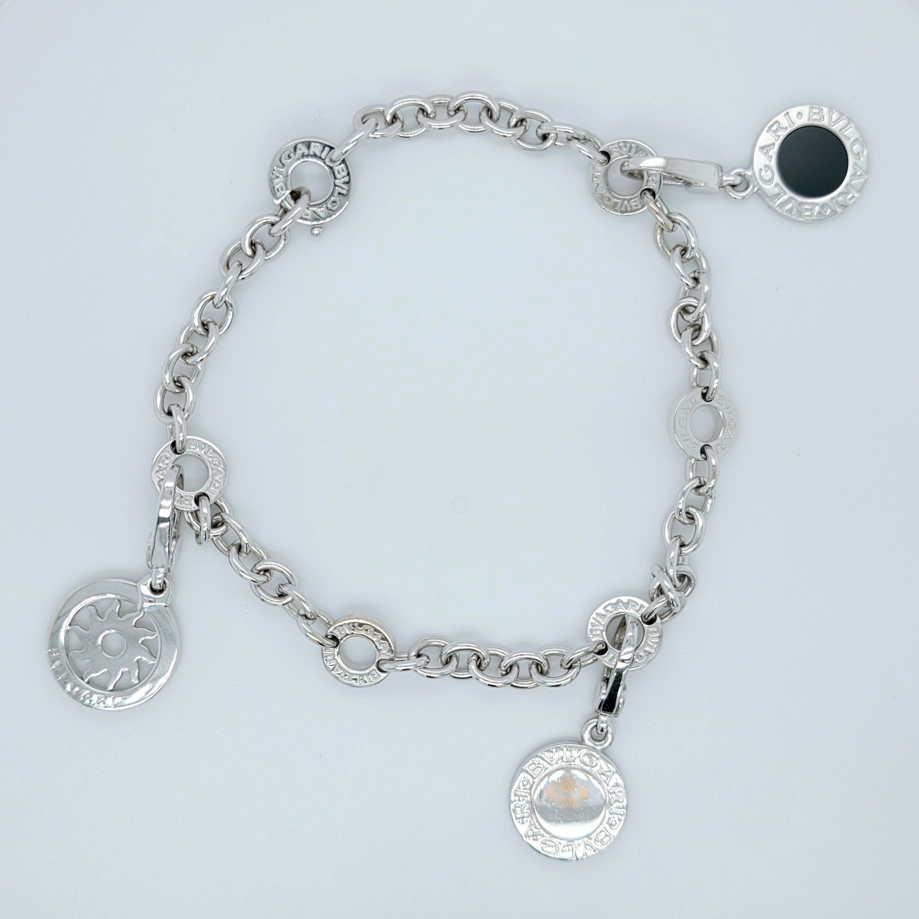 Pre-Owned Bvlgari Charm Diamond Bracelet | 18K White Gold, 8 Inch Chloe's Jewellers