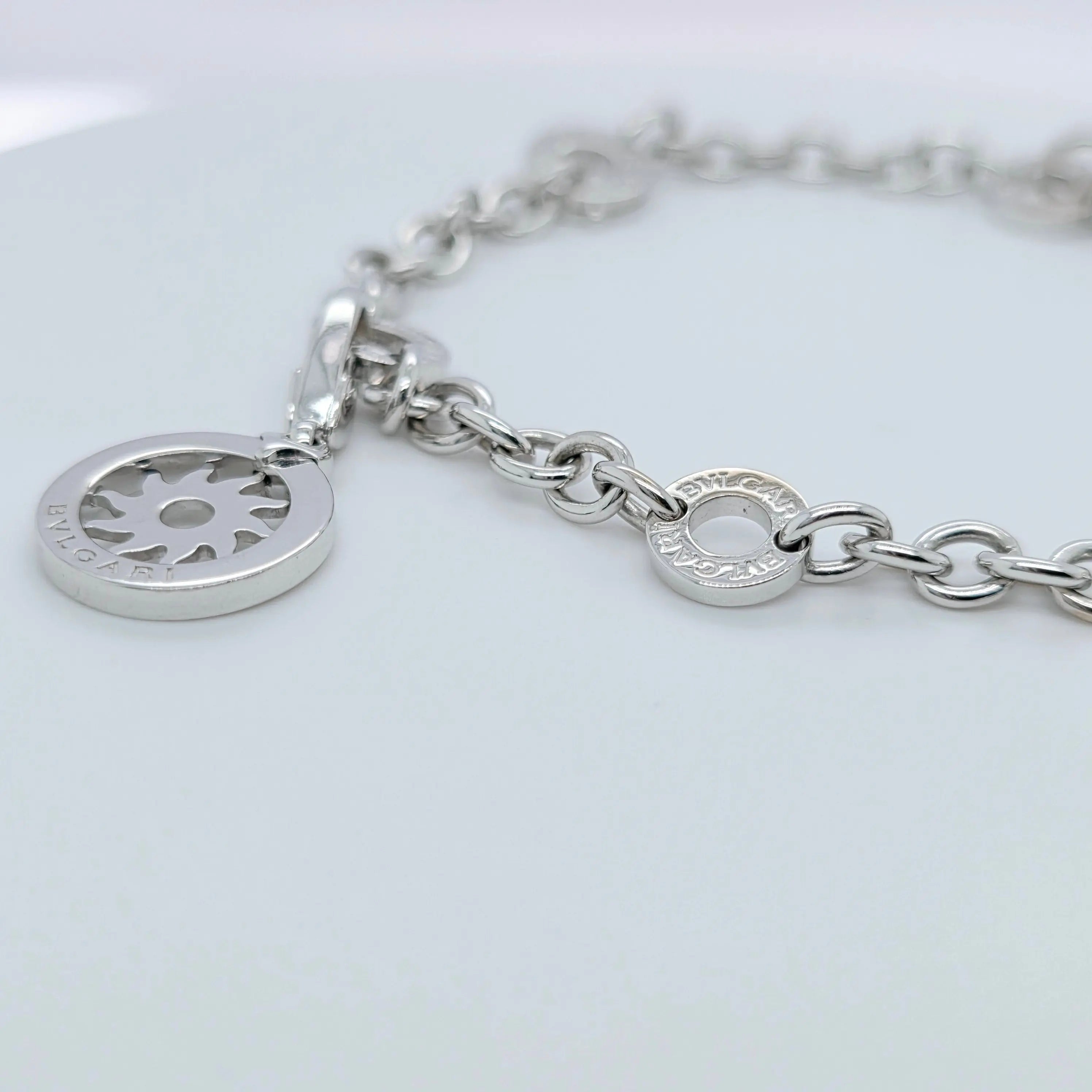 Pre-Owned Bvlgari Charm Diamond Bracelet | 18K White Gold, 8 Inch Chloe's Jewellers